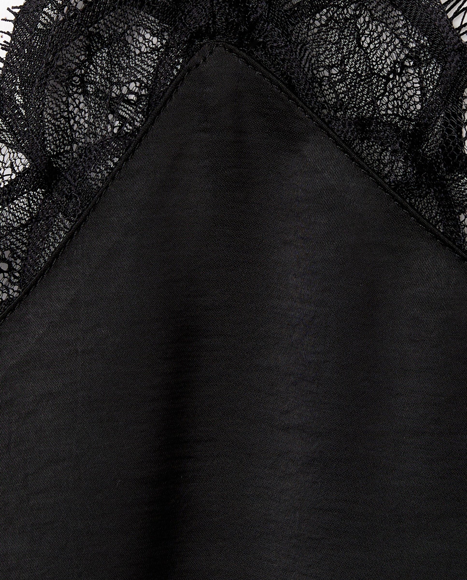 Camisa de Dormir Comprida Acetinada Preto-6
