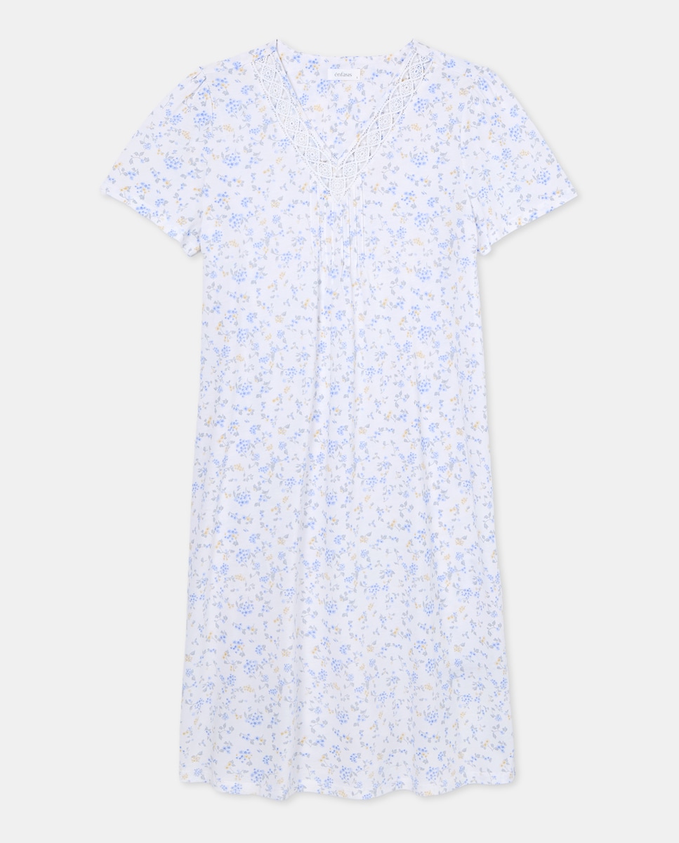 Camisa de Dormir com Estampado Floral Multicolor-4