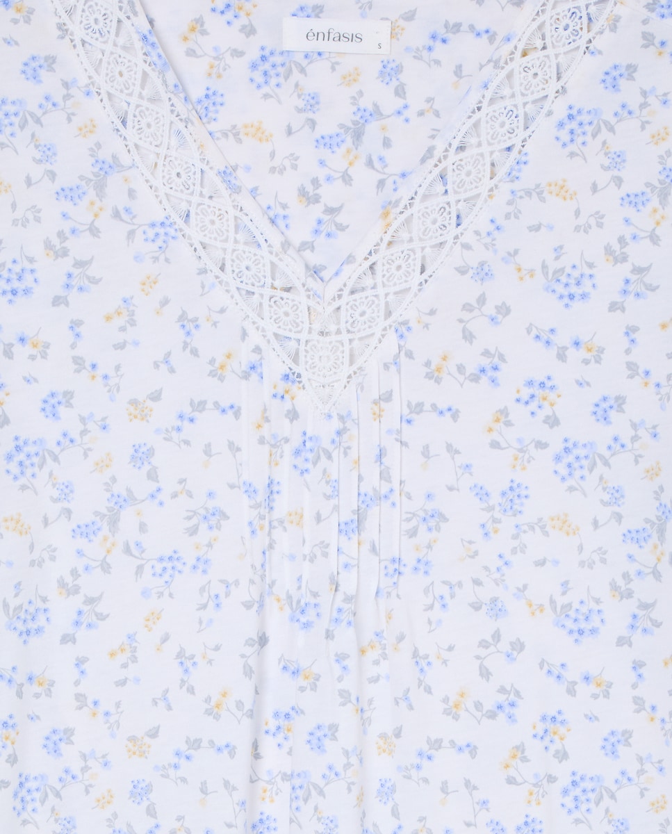 Camisa de Dormir com Estampado Floral Multicolor-5
