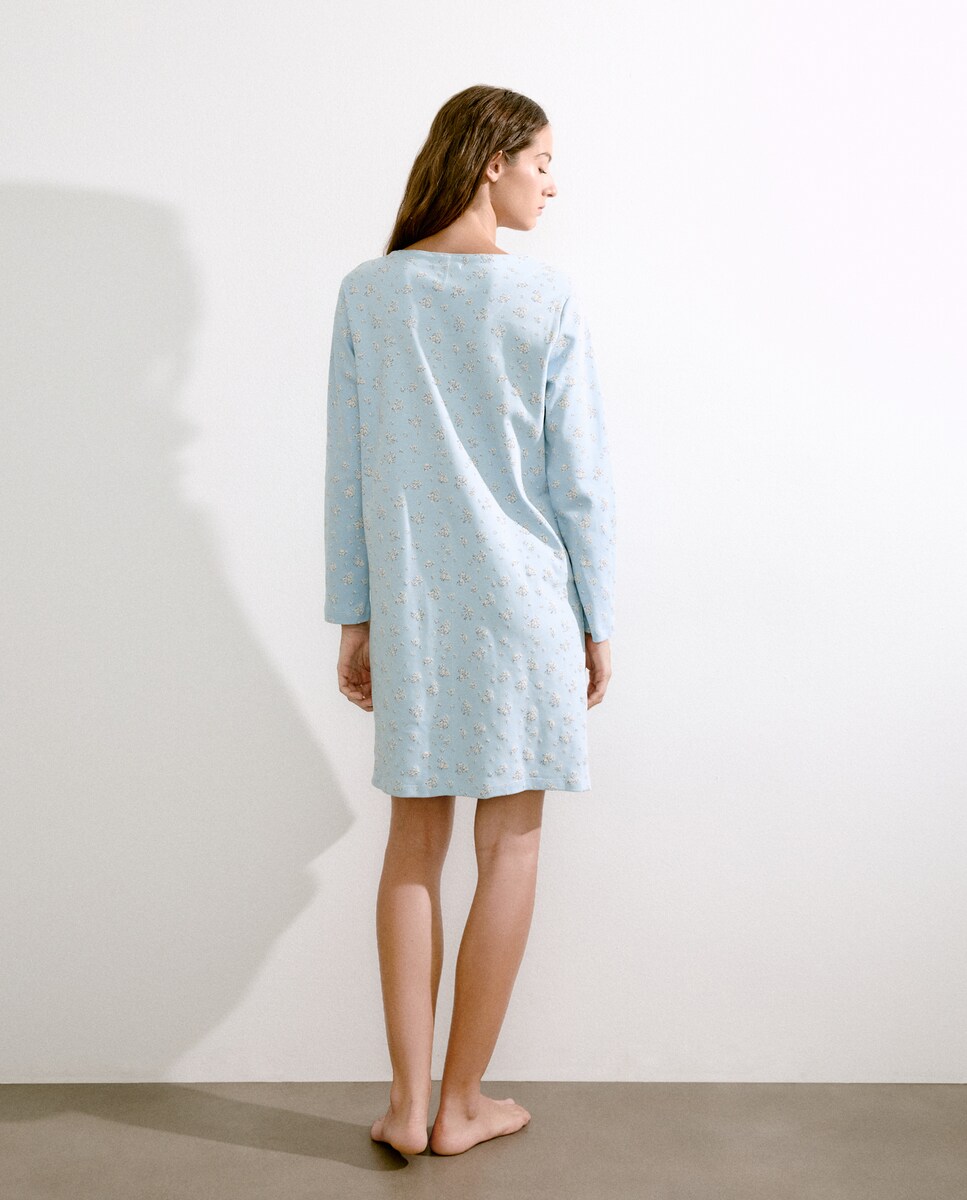 Camisa de Dormir com Estampado Floral Branco-2