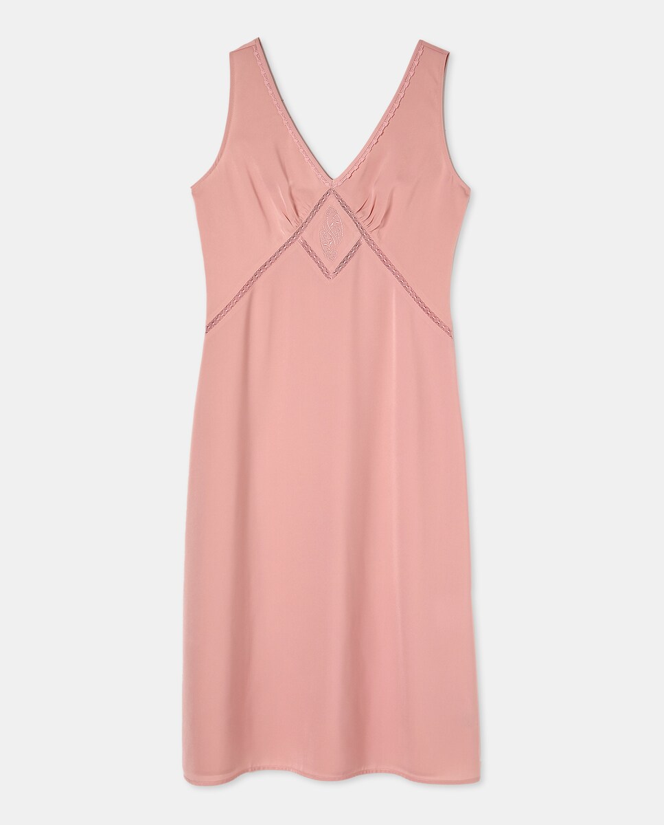 Camisa de Dormir com Detalhe Floral e sem Mangas 650 Pêssego-4