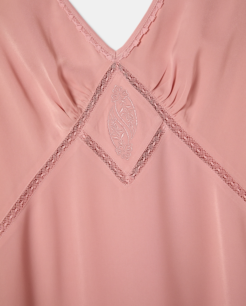 Camisa de Dormir com Detalhe Floral e sem Mangas 650 Pêssego-5