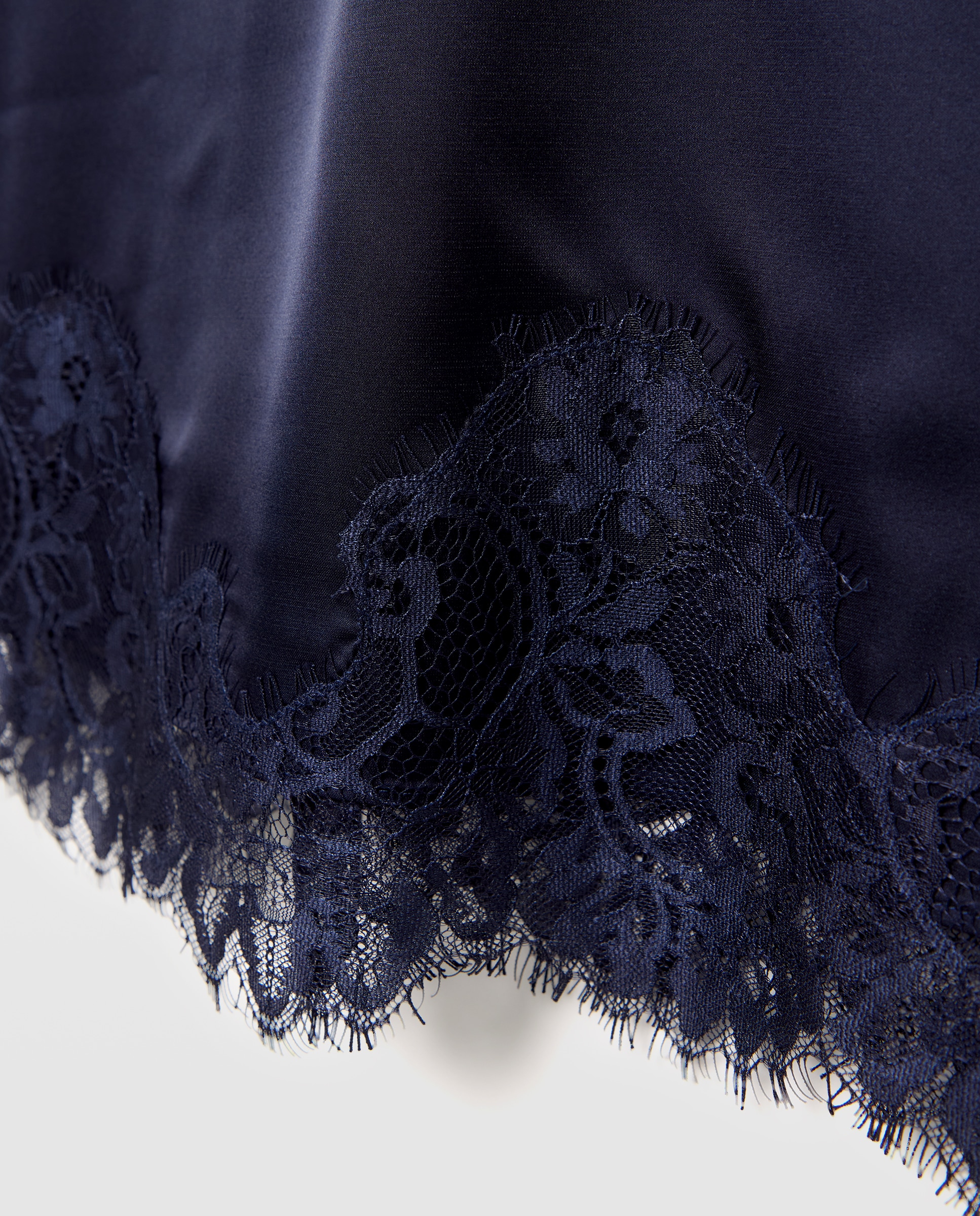 Camisón tirantes de mujer en satén con inserciones de encaje - Énfasis - 430 Azul oscuro 430 Azul oscuro-5