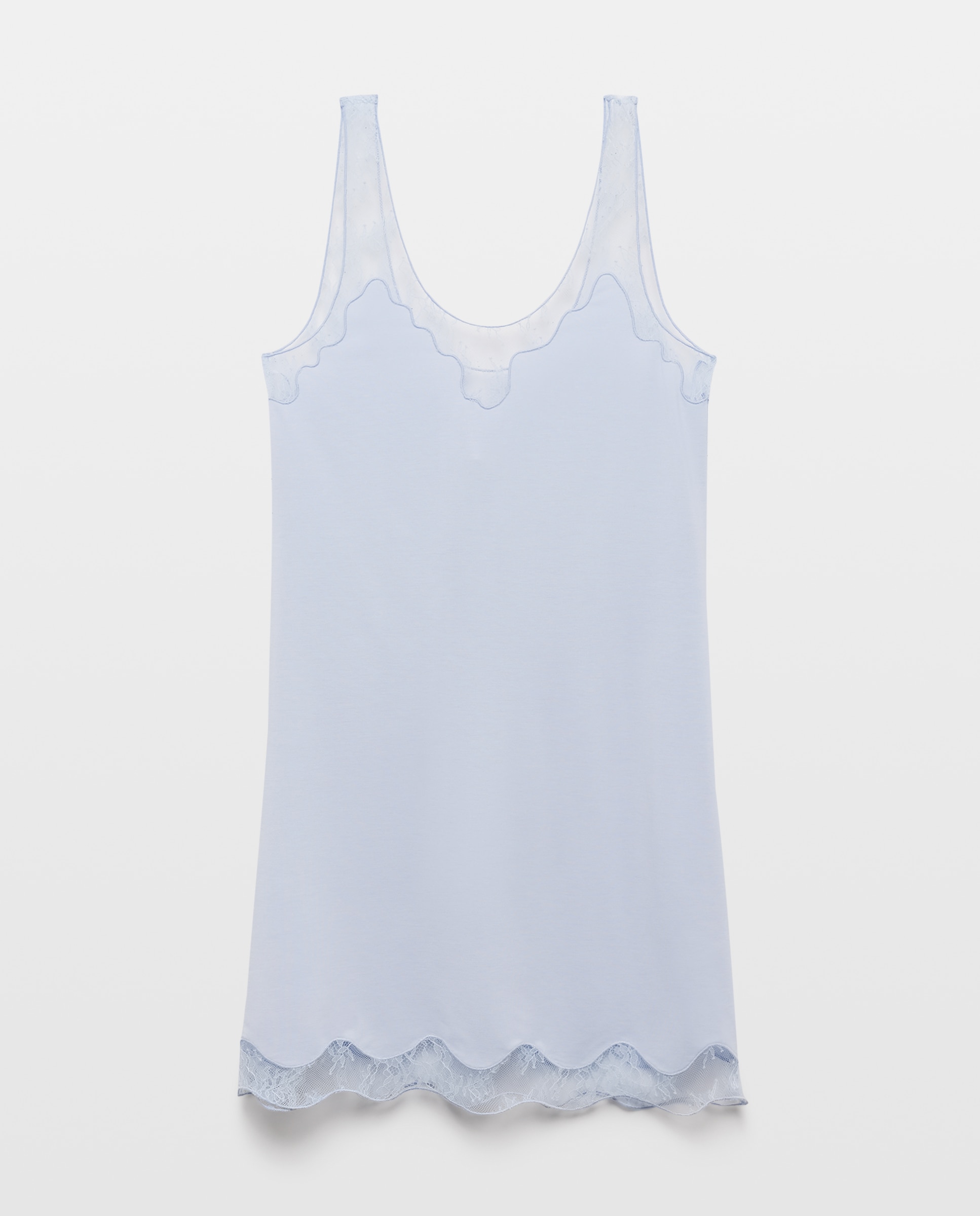 Camisa de Dormir Lisa de Alças 410 Azul Claro-3