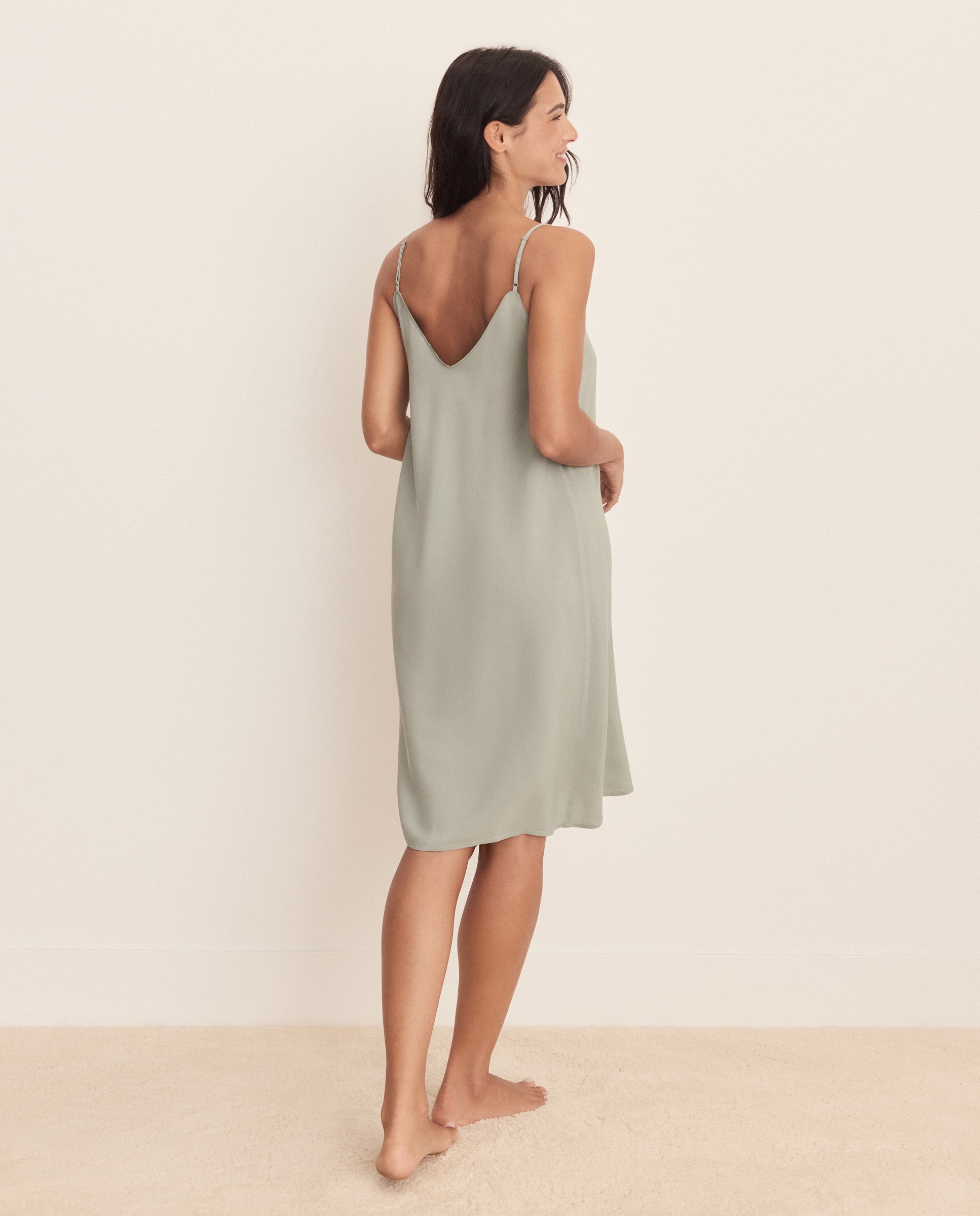 Camisón liso de tirantes de mujer - Énfasis - Verde Verde-3