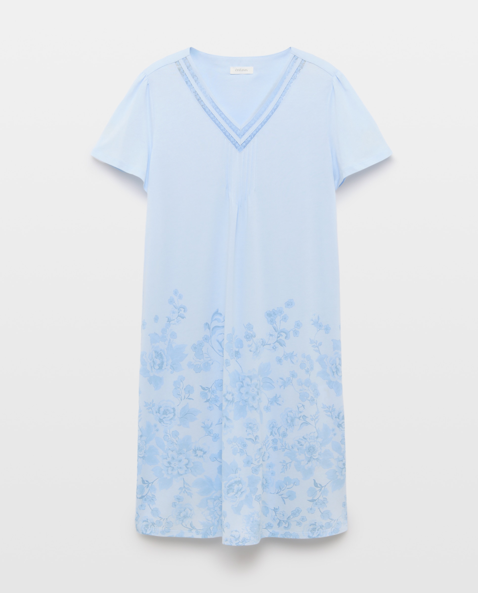 Imagem 0 de Camisa de Dormir com Decote em Bico e Estampado Floral