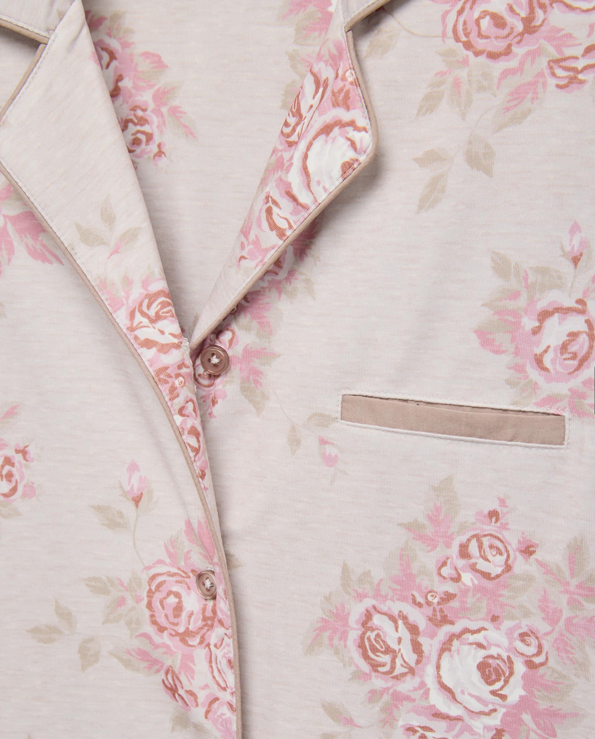 Camisa de Dormir com Botões e Estampado Floral Rosa-4
