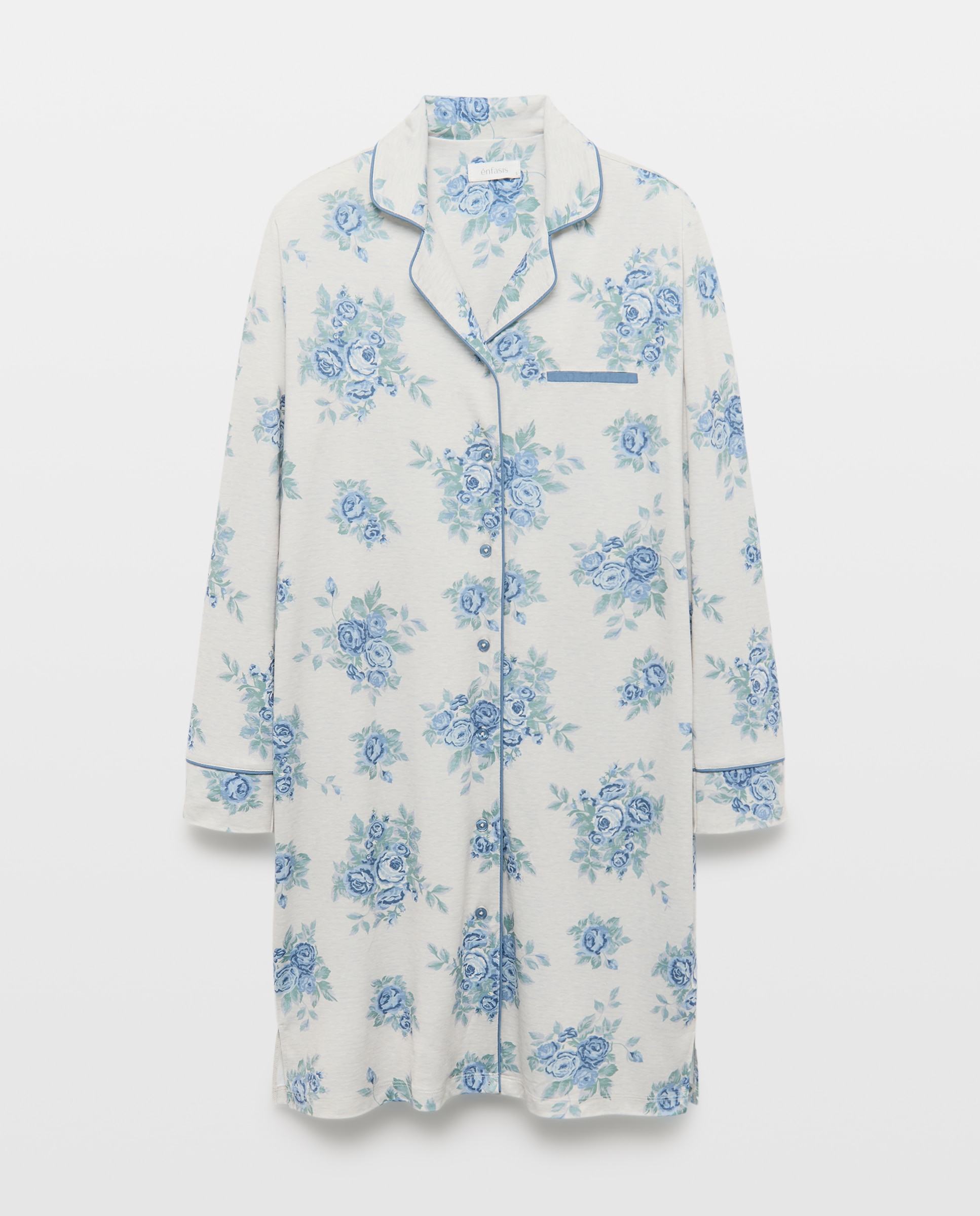 Camisa de Dormir com Botões e Estampado Floral Verde-3