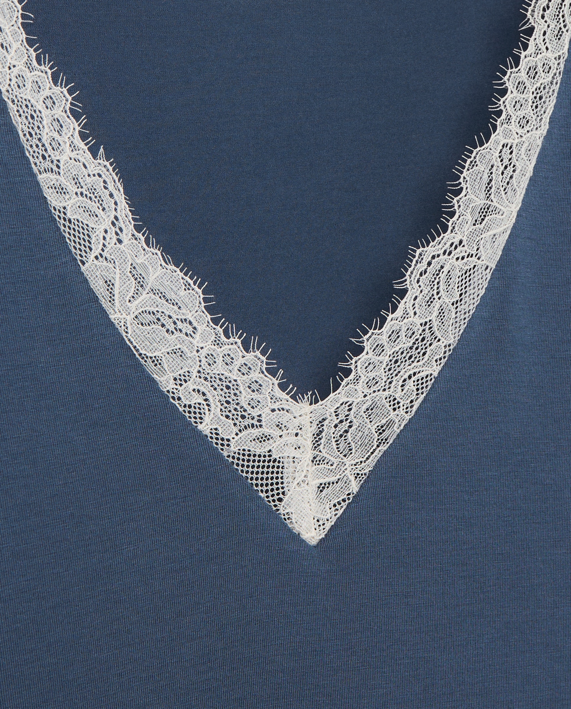 Camisa de Dormir com Detalhes na Gola Azul Tinta-4