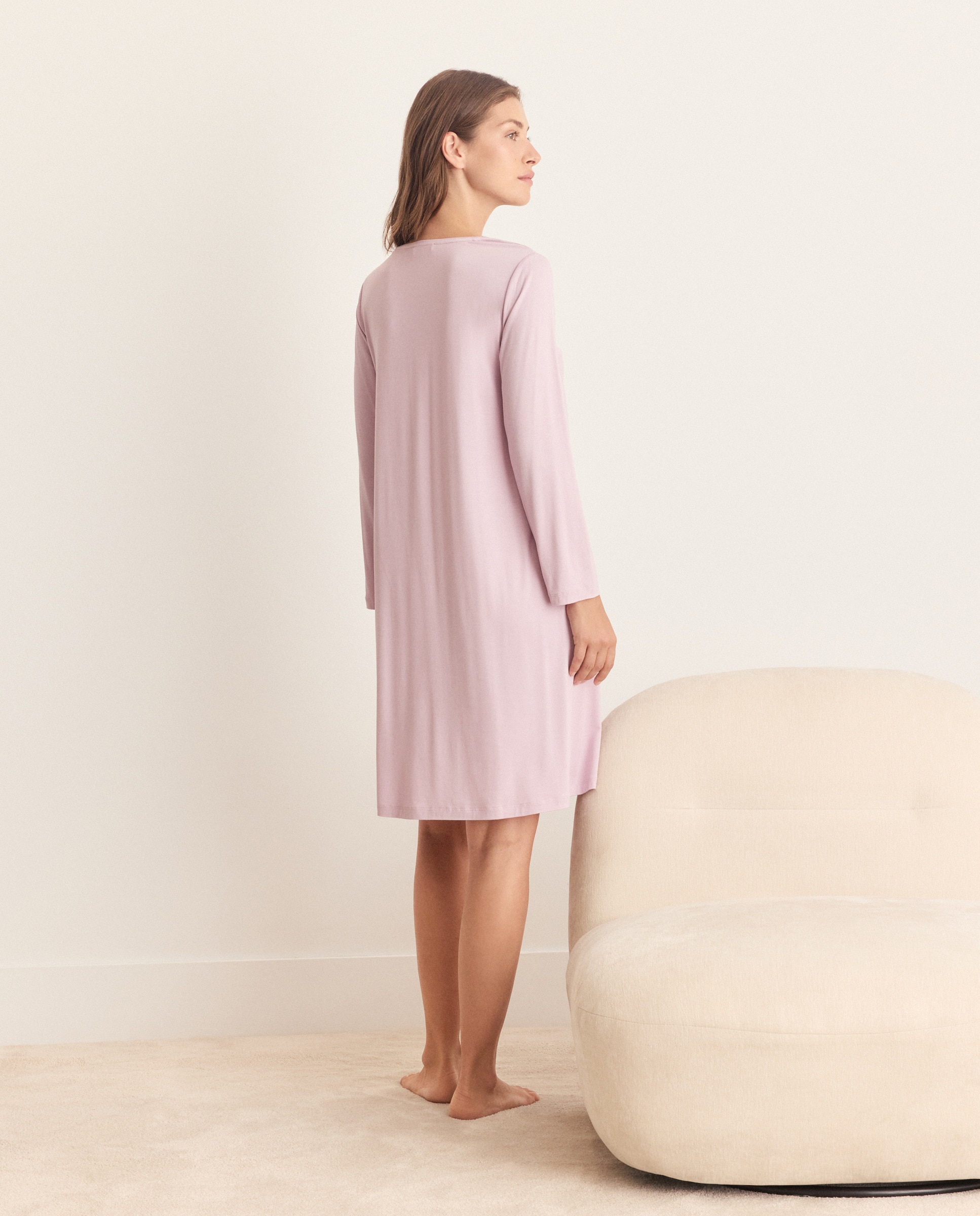 Camisón liso encaje escote - Énfasis - Azul Azul-2
