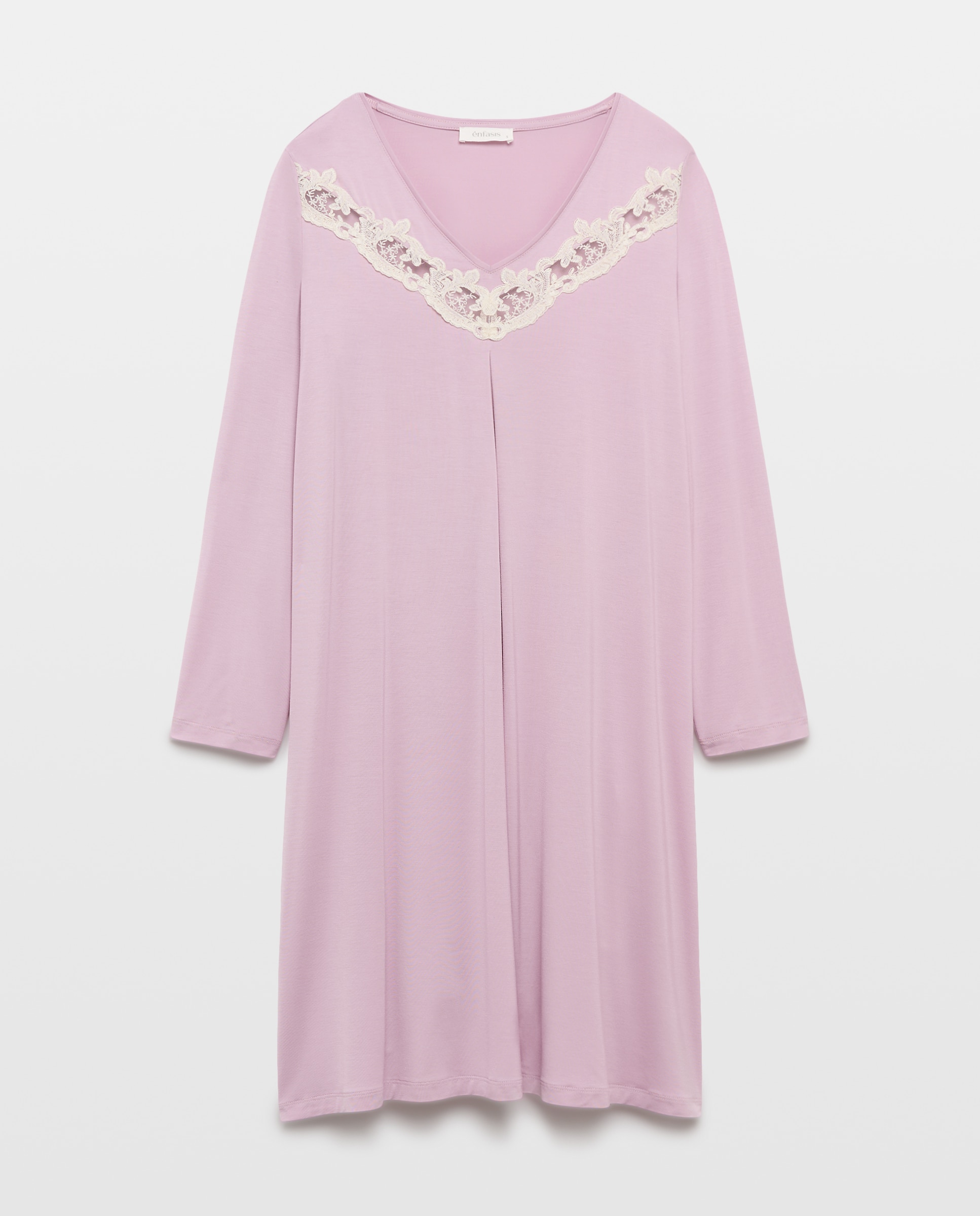 Camisón liso encaje escote - Énfasis - Azul Azul-3