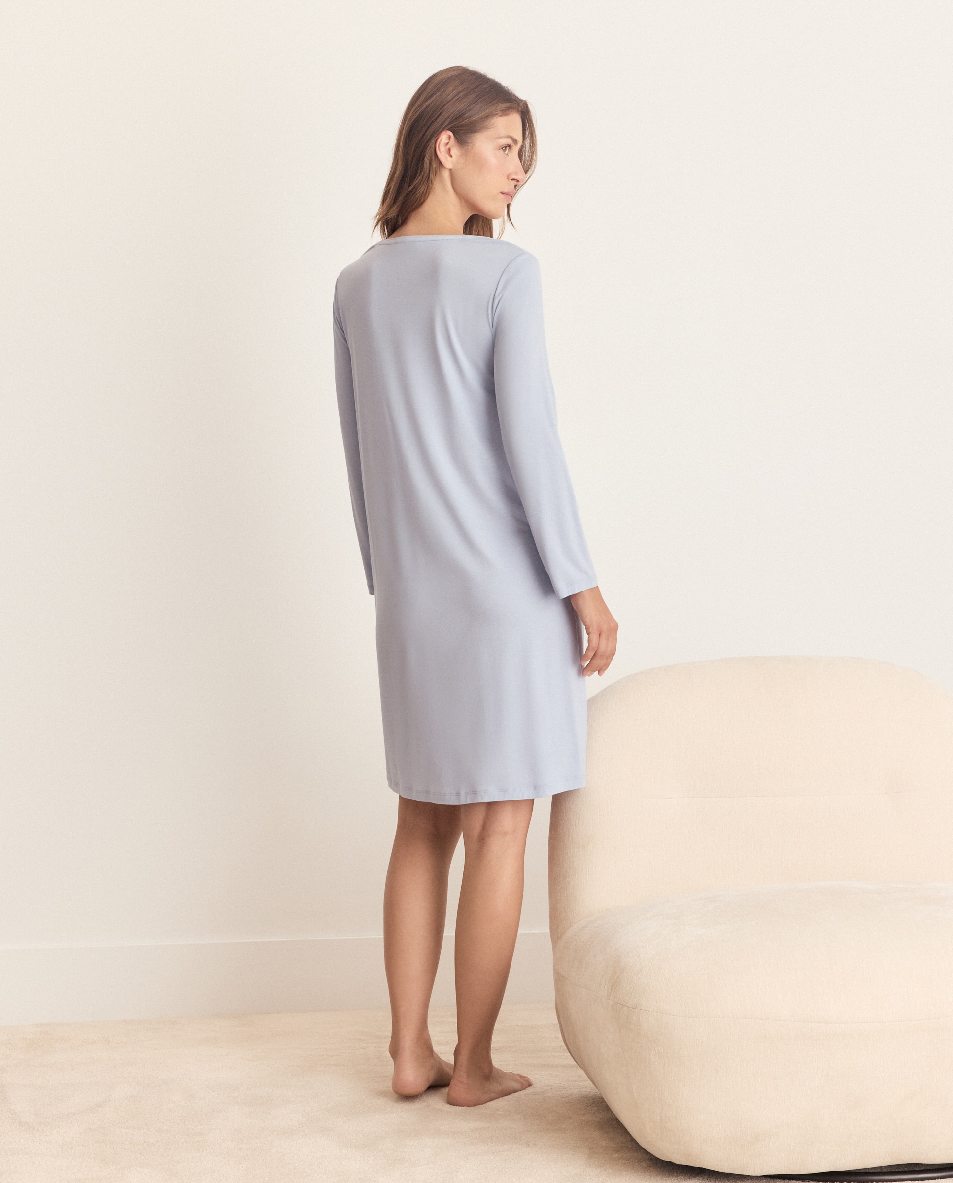 Camisón liso encaje escote - Énfasis - 400 Azul 400 Azul-2
