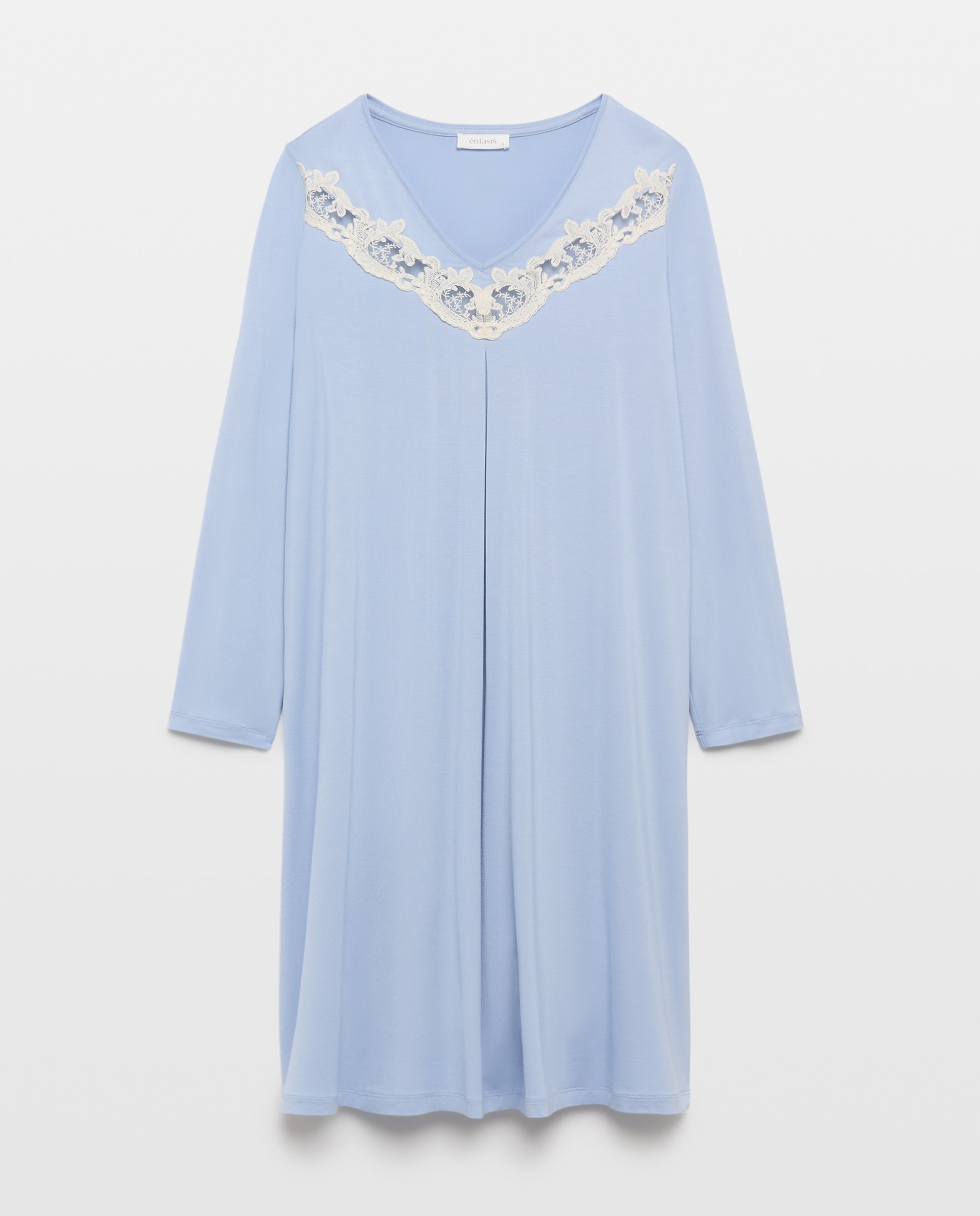 Camisón liso encaje escote - Énfasis - 400 Azul 400 Azul-3
