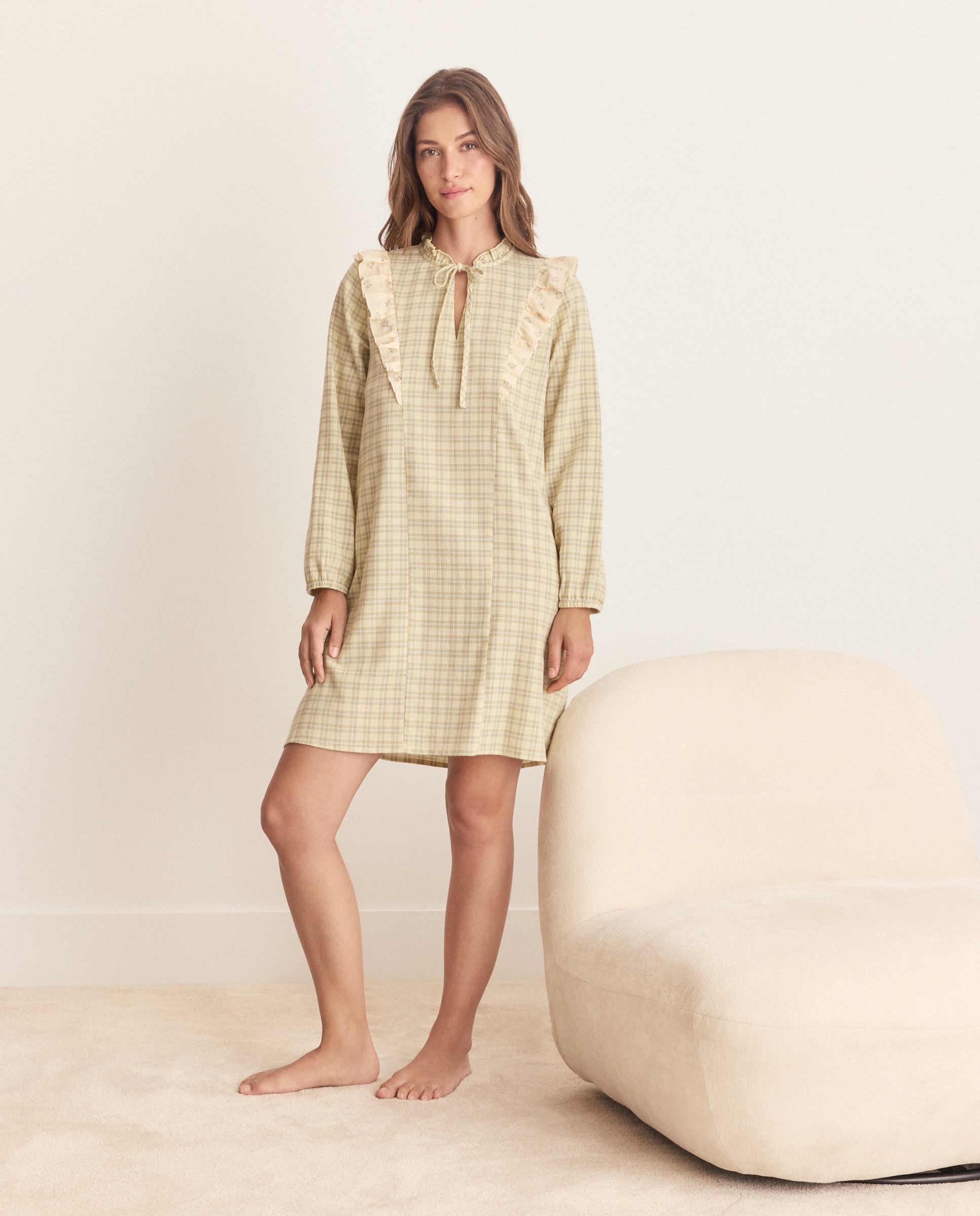 Camisón estampado con volantes de mujer - Énfasis - Verde Verde-3