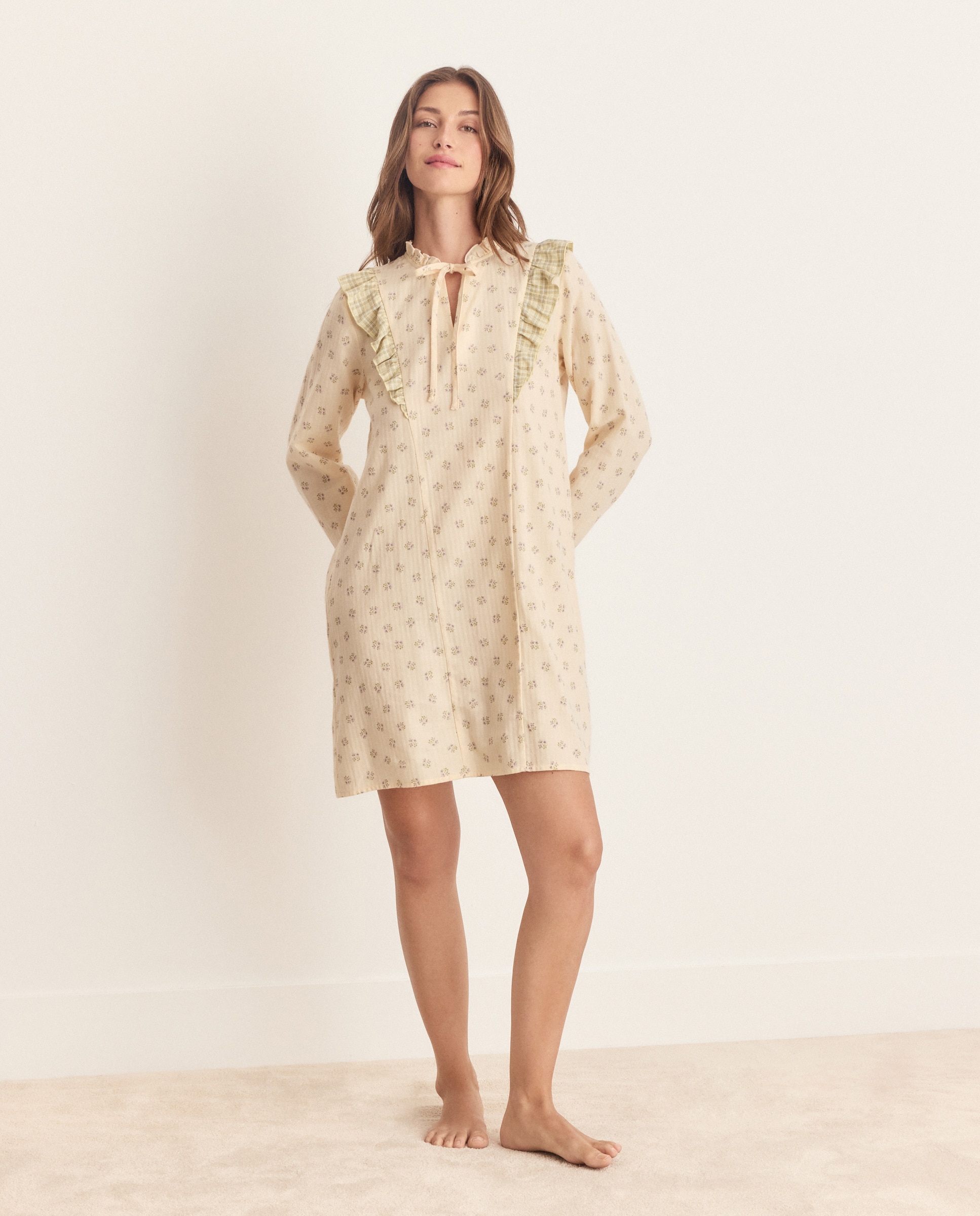 Camisón estampado con volantes de mujer - Énfasis - Morado Morado-2