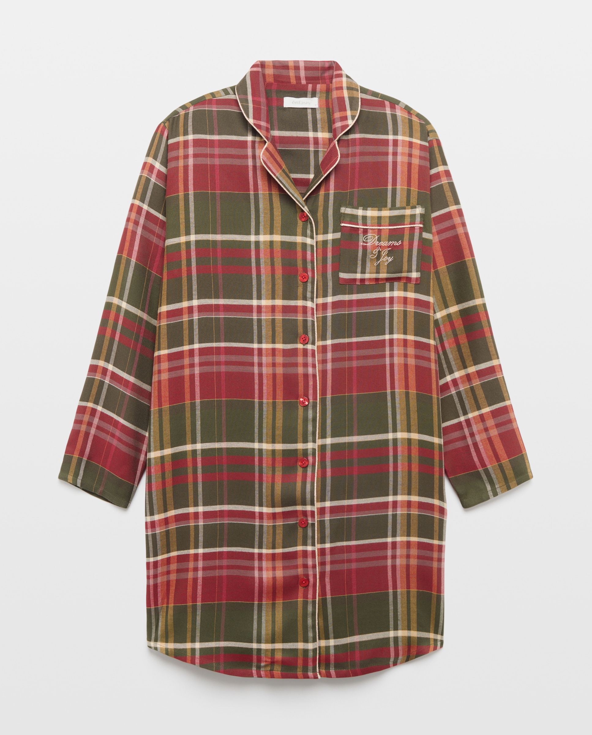 Imagem 0 de Camisa de Dormir Tipo Camiseiro aos Quadrados Natalícios com Detalhe no Bolso