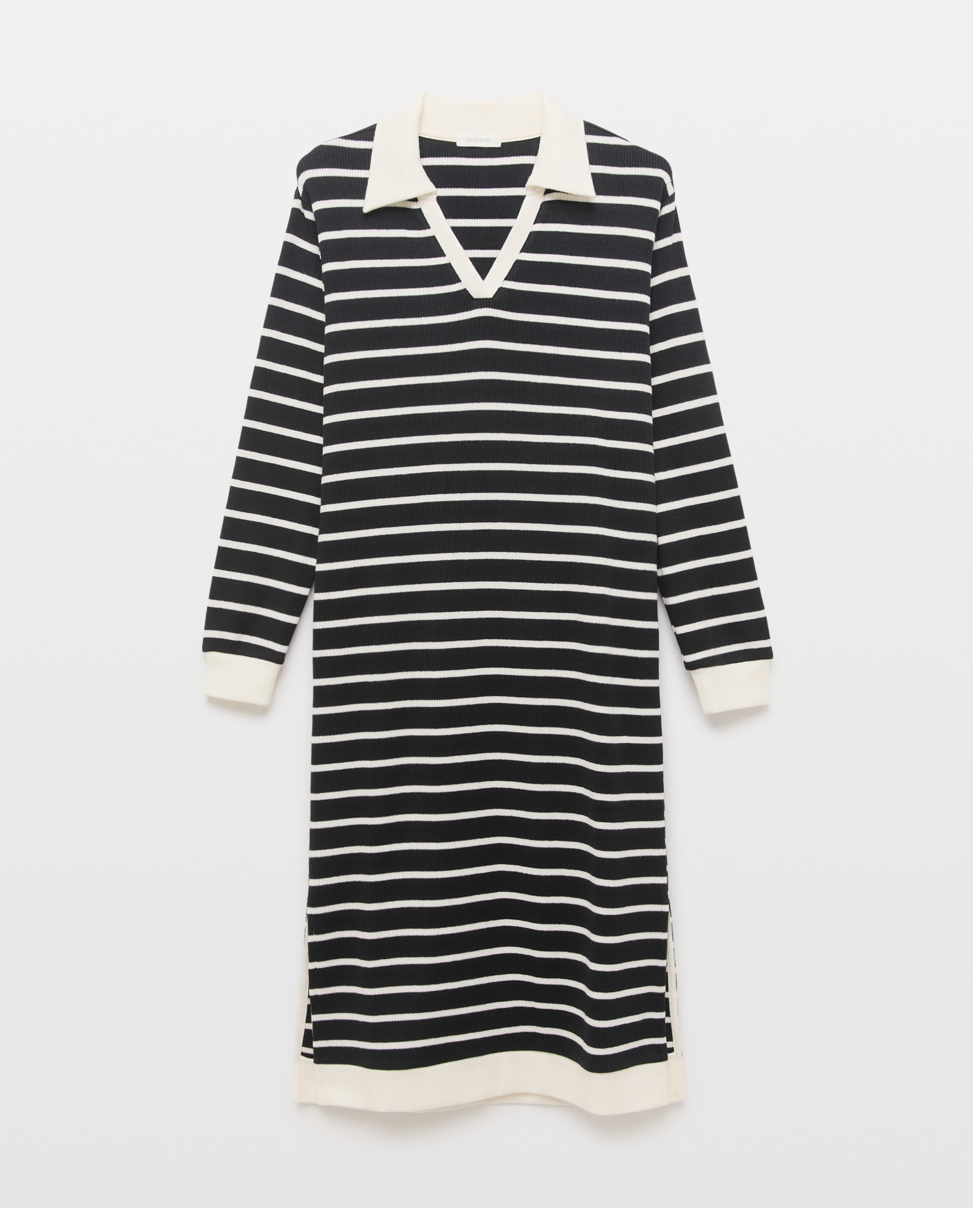 Vestido Tipo Polo às Riscas Preto-4