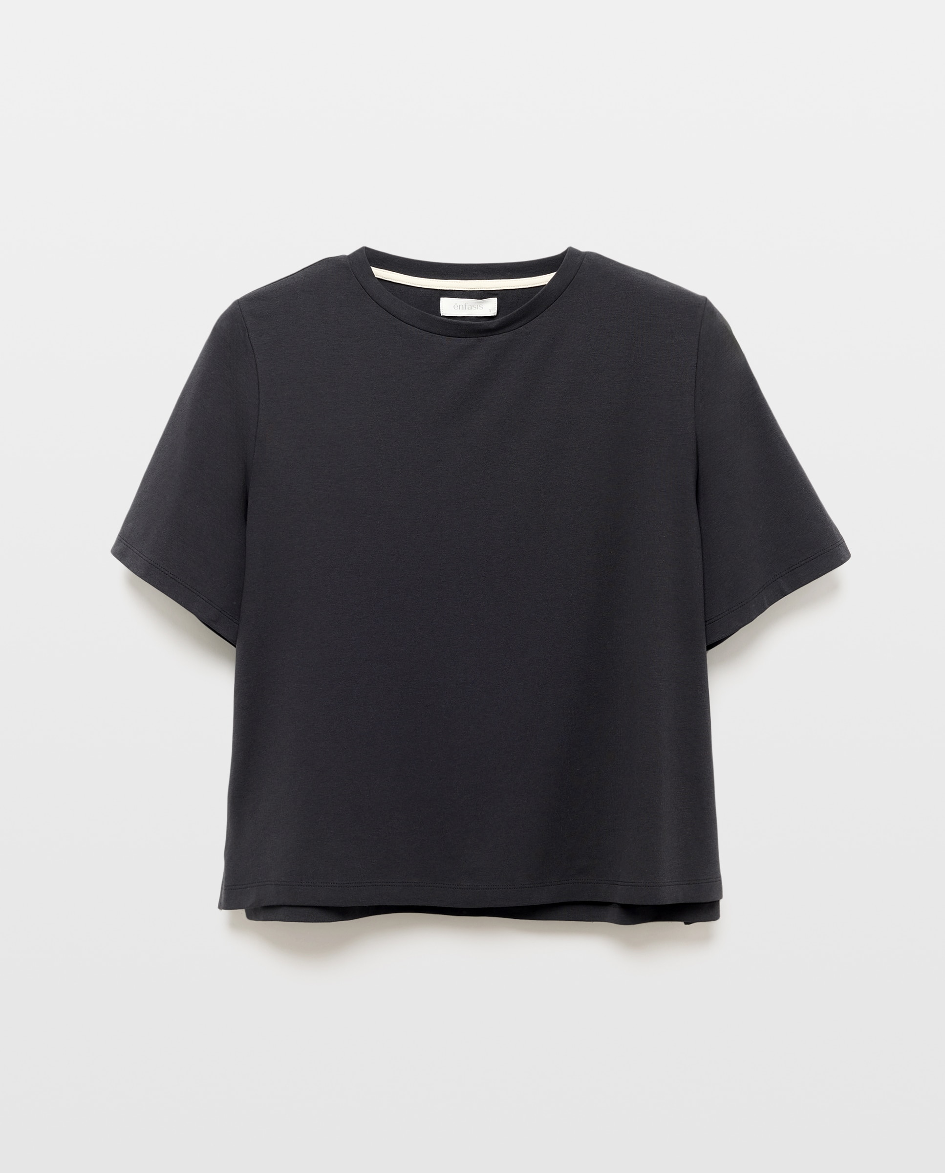 T-shirt Lisa com Decote Redondo Preto-4
