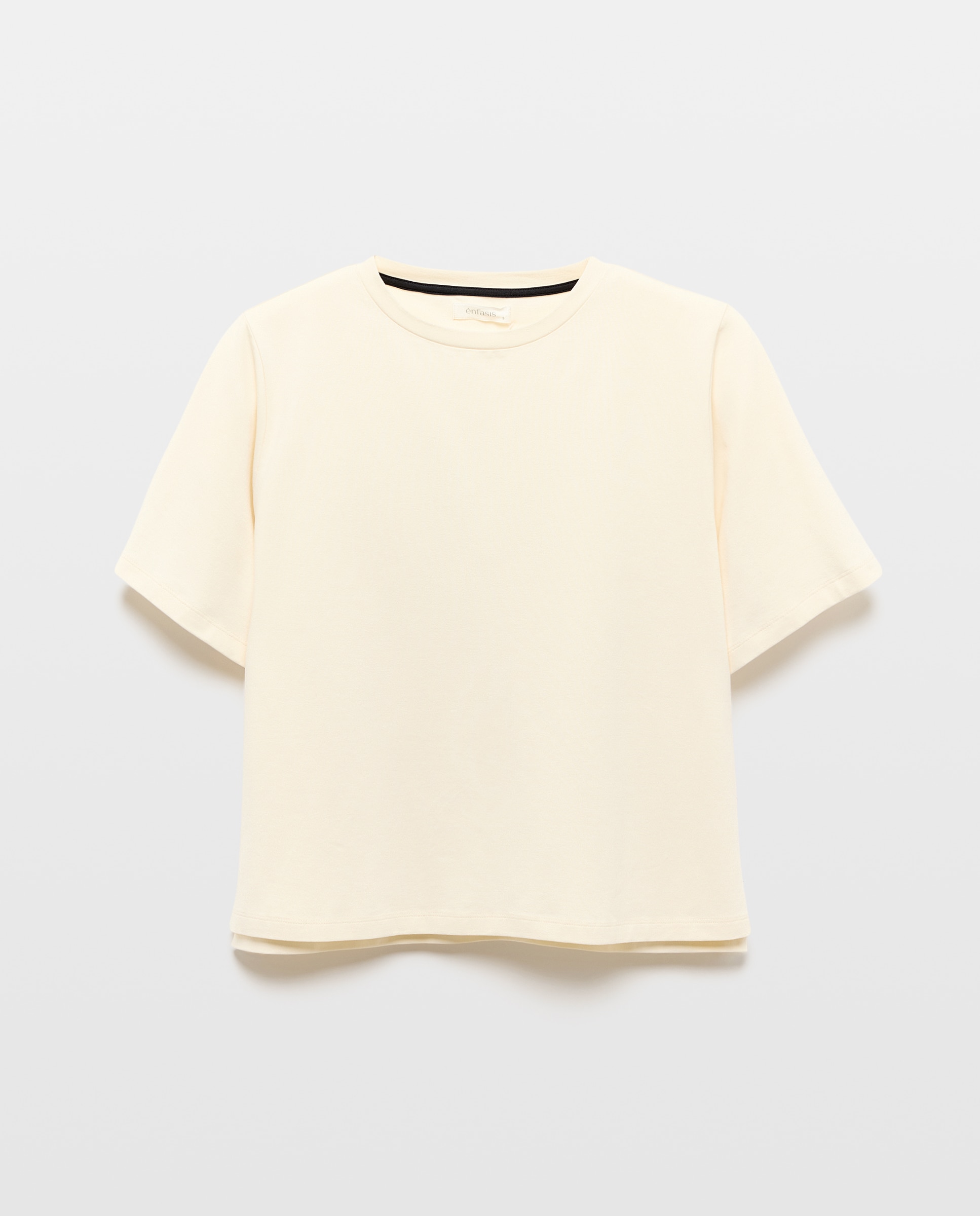 T-shirt Lisa com Decote Redondo Branco-marfim-4