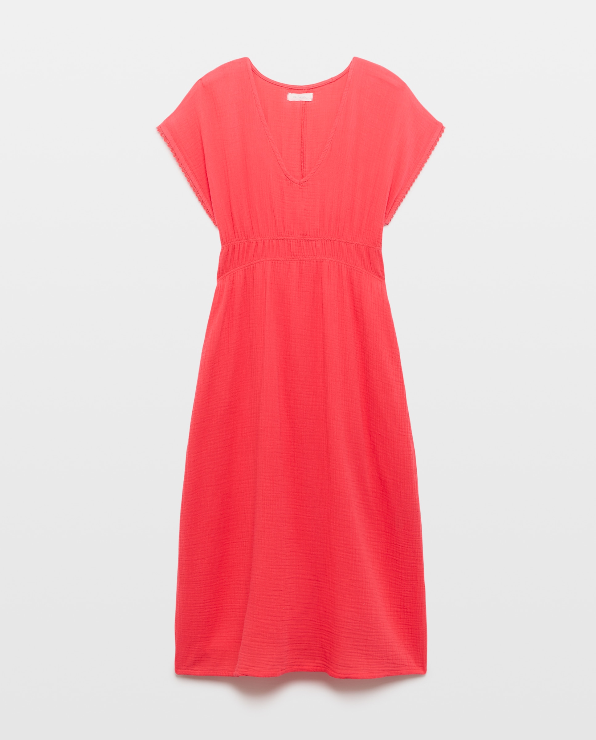 Vestido Justo com Decote em Bico 630 Coral-4