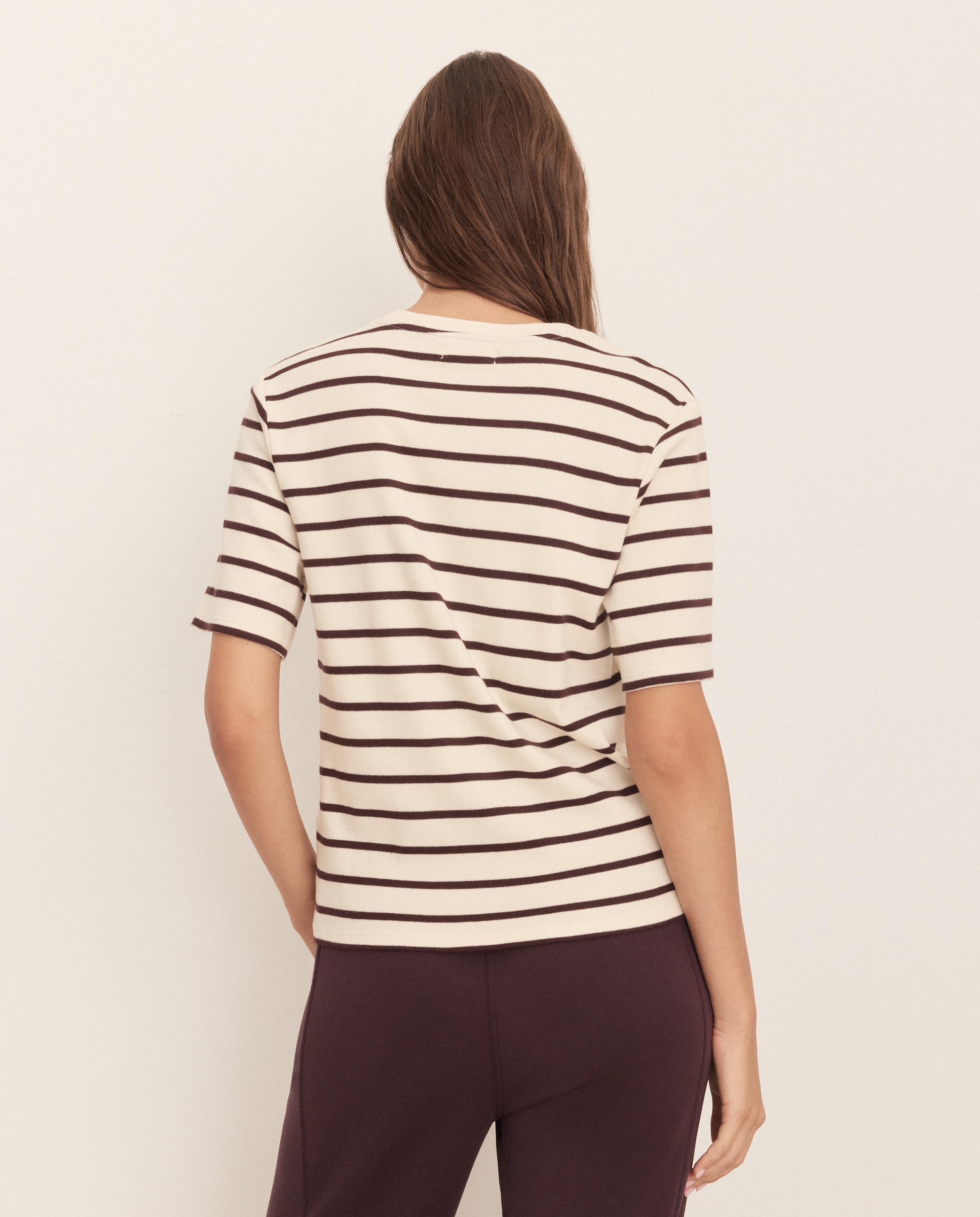 Imagen 3 de Camiseta de mujer de rayas de manga corta - Énfasis - Marrón Marrón