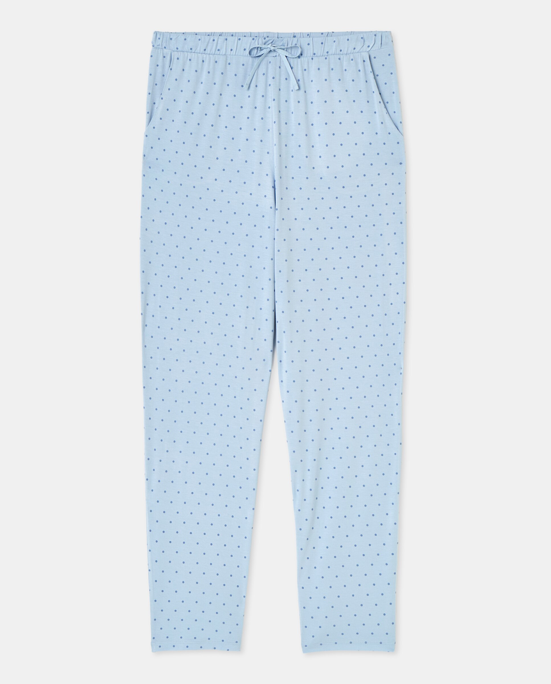 Calças Regular de Pijama às Bolinhas Cerúleo-4