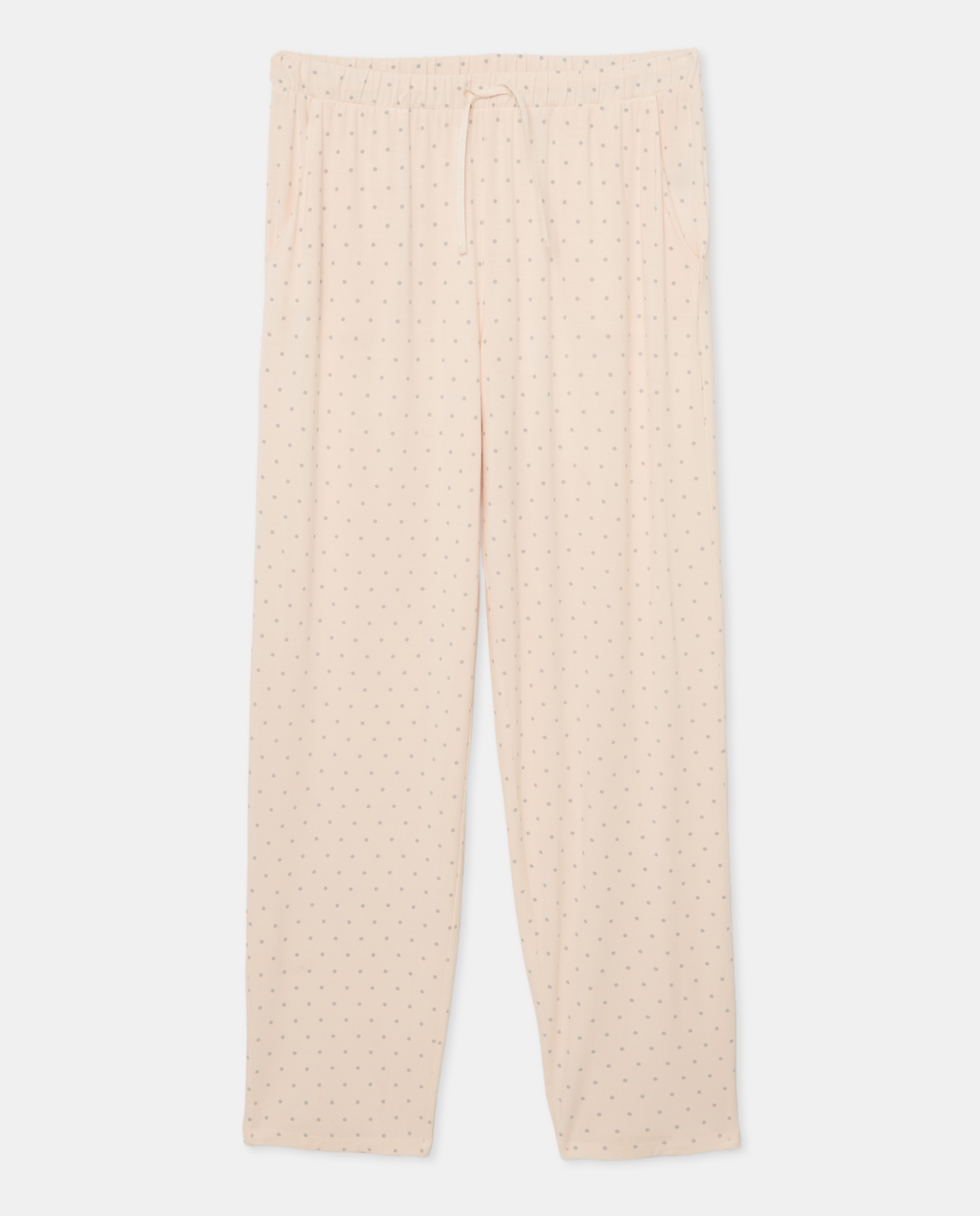 Calças Regular de Pijama às Bolinhas 120 Cru-4