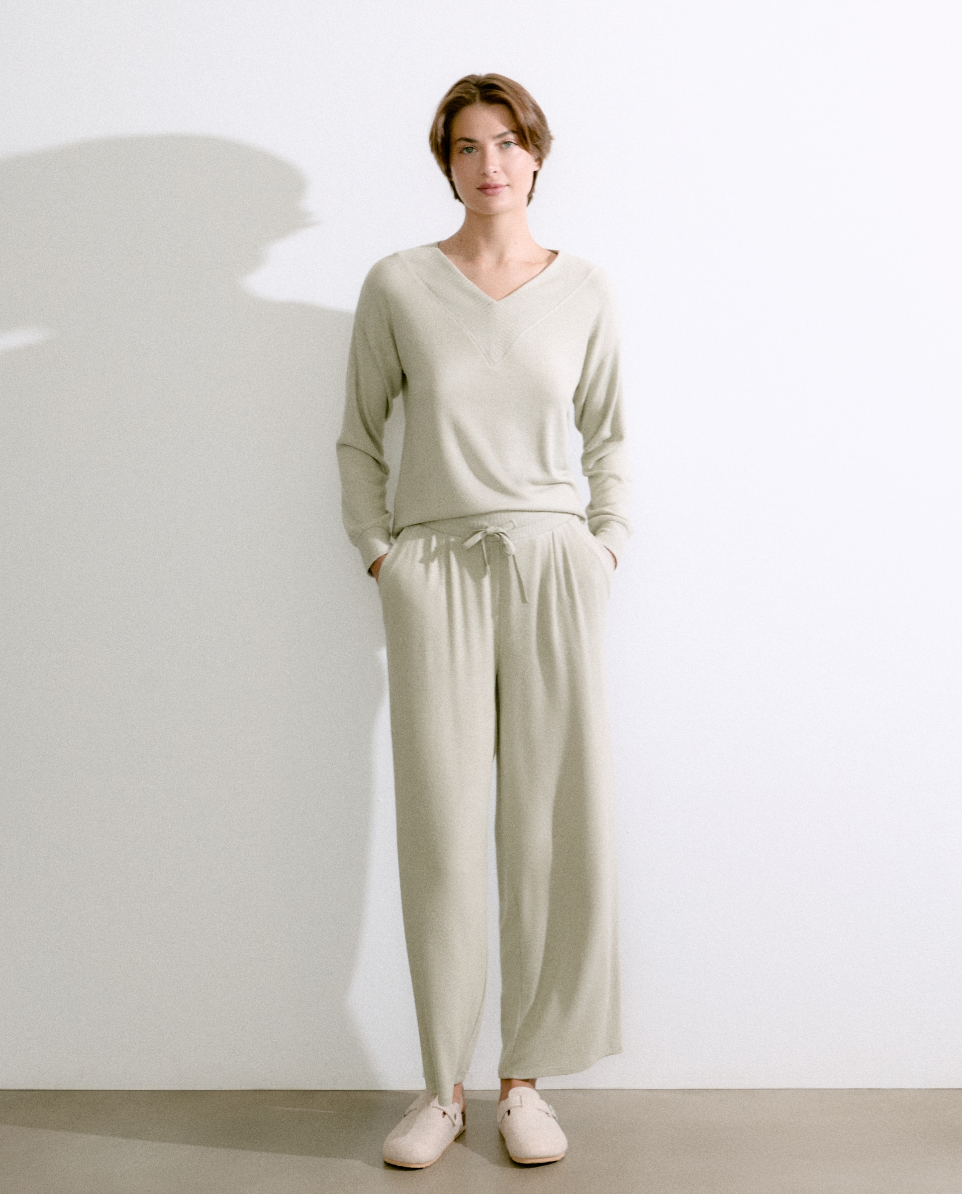 Calças regular de mulher 510 Verde Claro-1