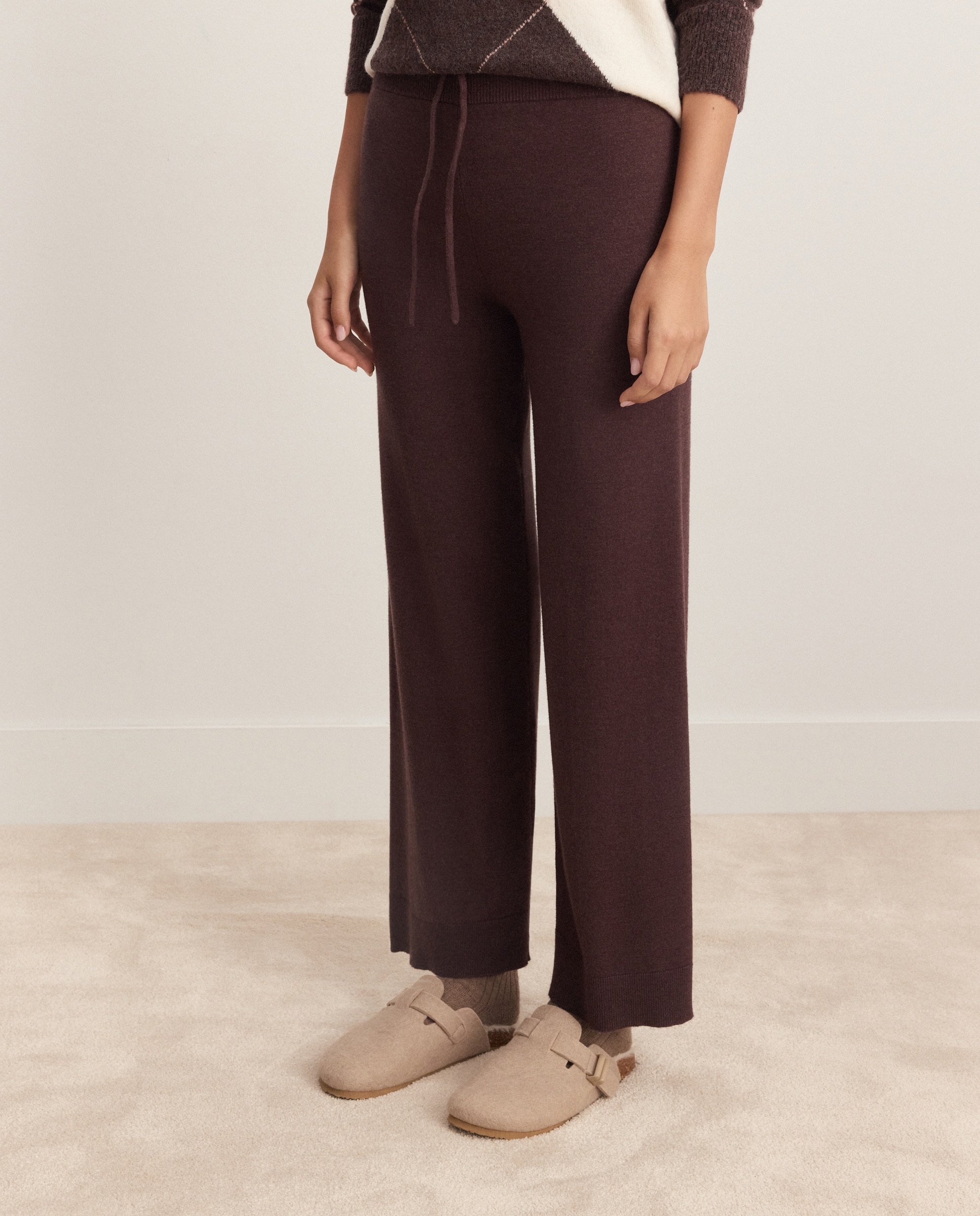 Calças regular de mulher Castanho-2