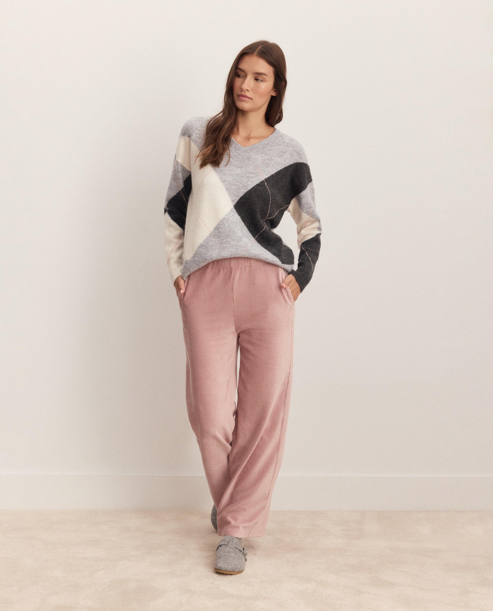 Pantalón con goma en cintura de mujer - Énfasis - 220 Rosa palo 220 Rosa palo-1