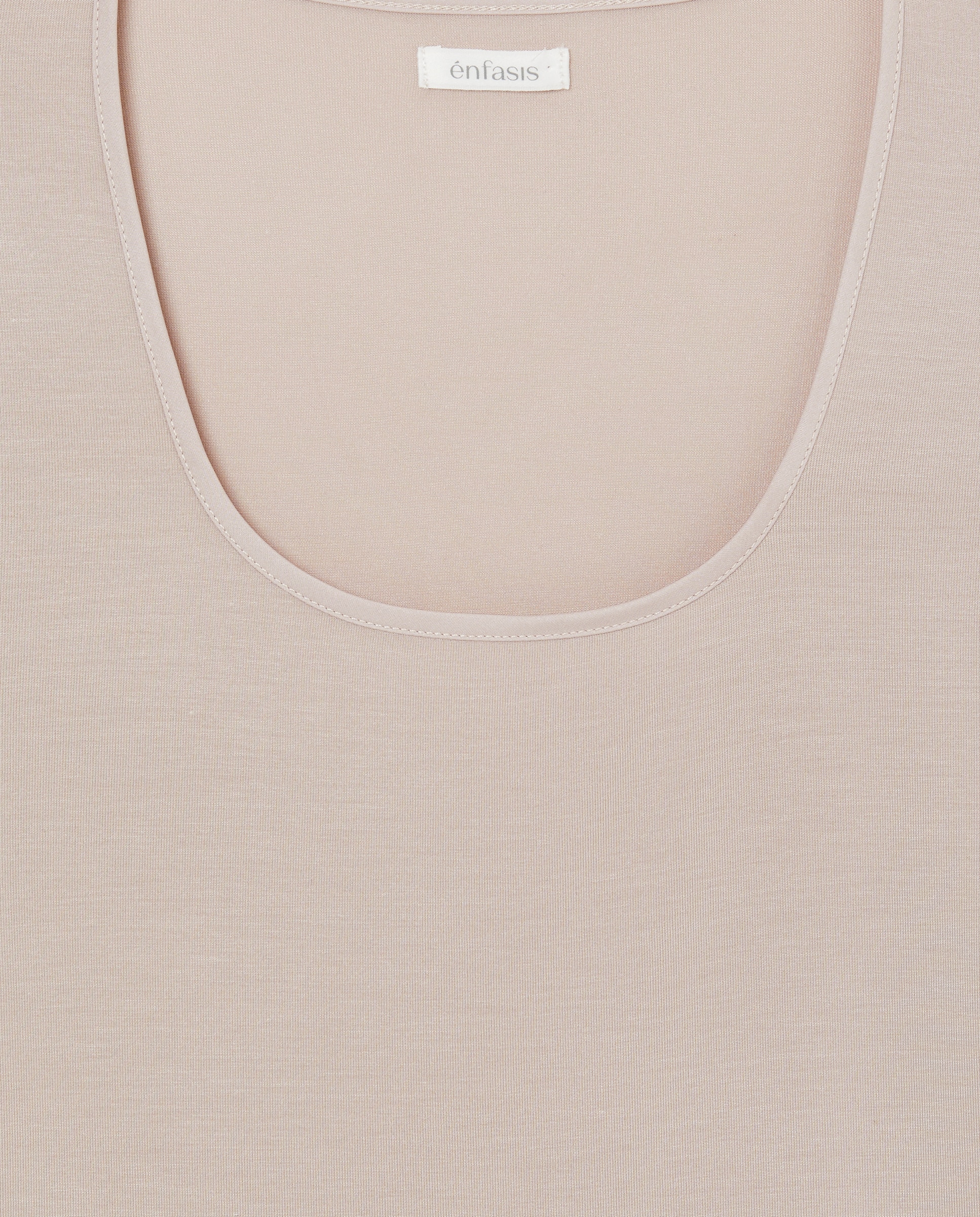 Camisola Interior em Cetim de Manga Comprida com Vivos Vison Claro-5