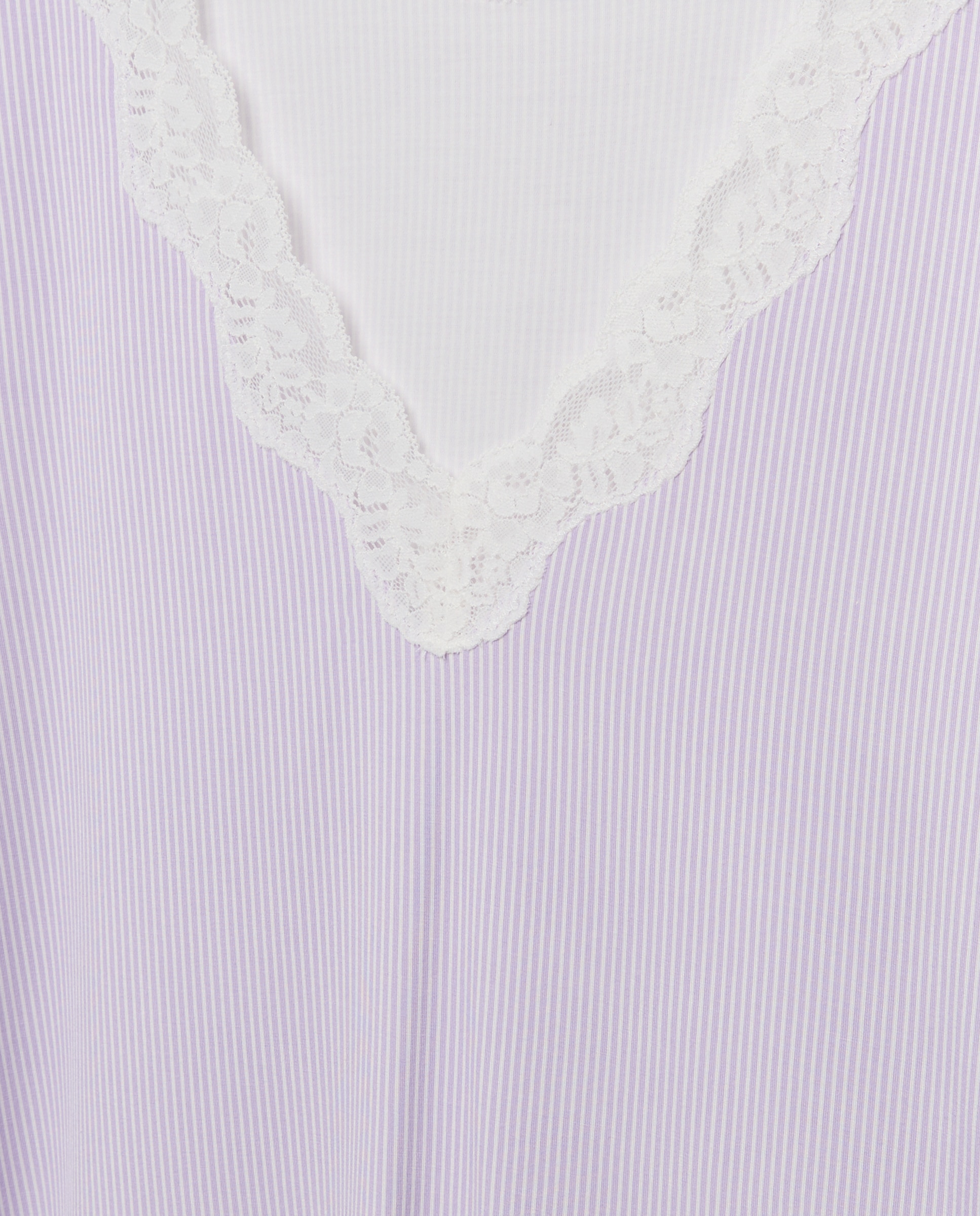 T-shirt de Decote com Renda e Estampado às Riscas Roxo-5
