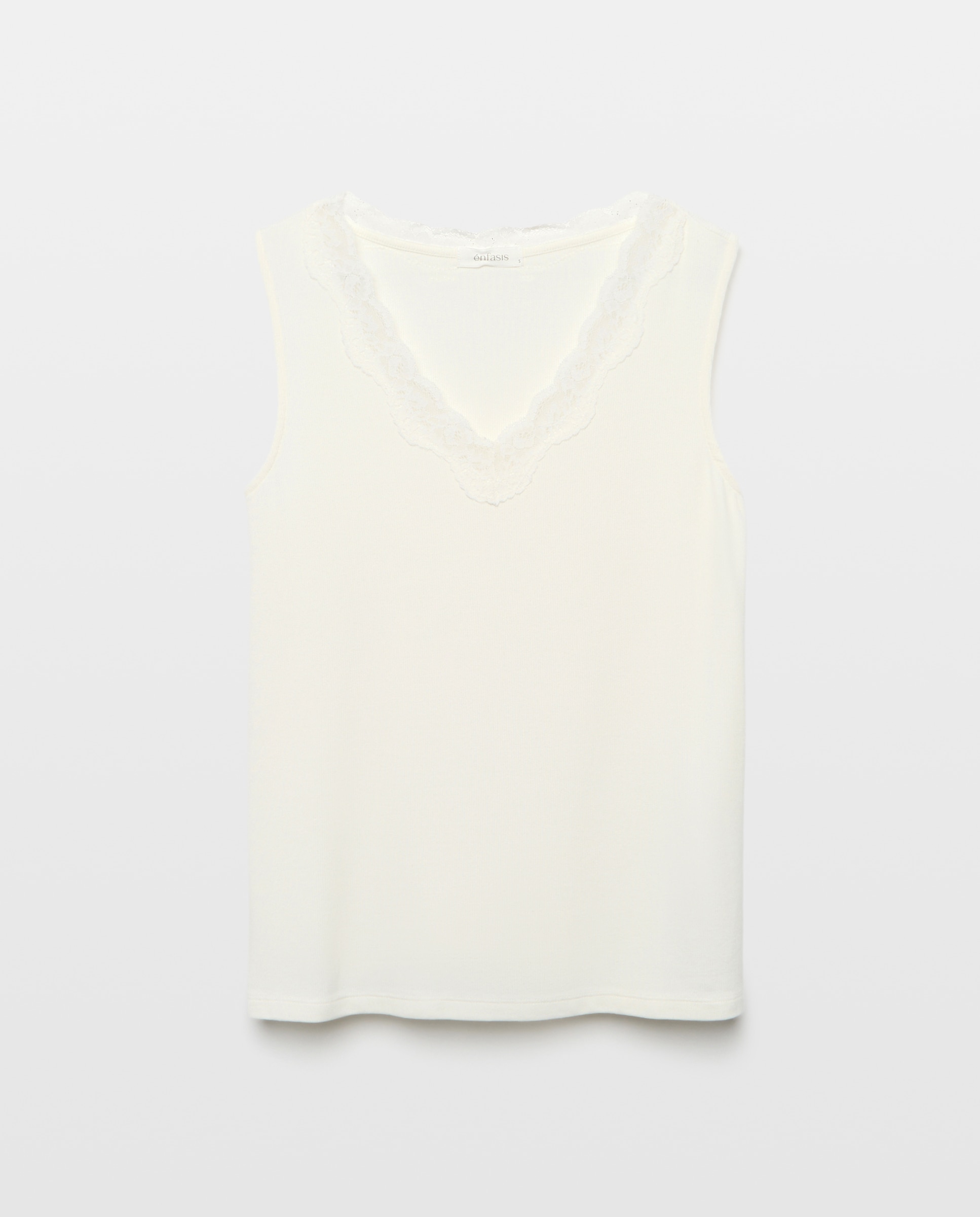 T-shirt Lisa com Decote com Renda Rice Paper-5