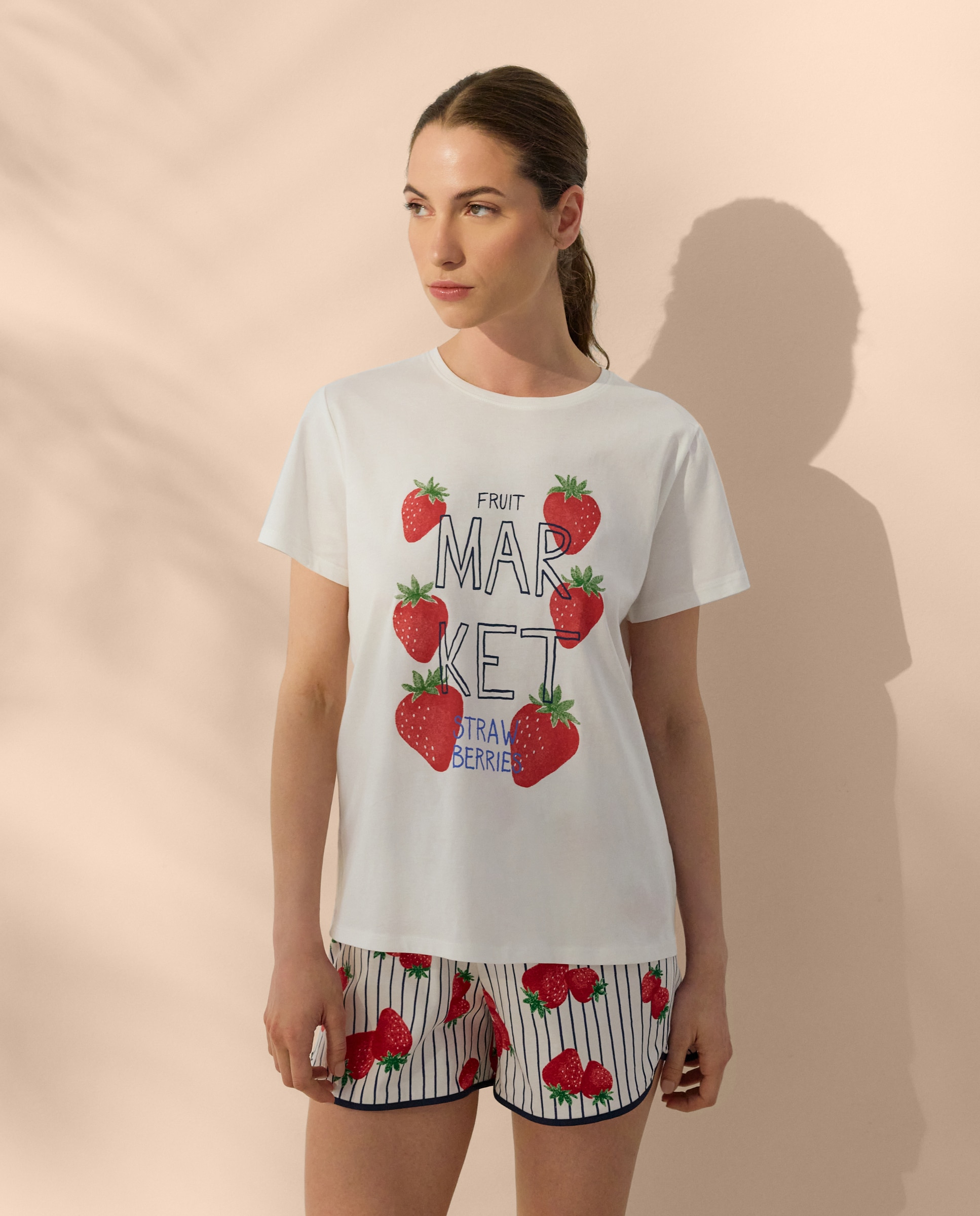Imagen 0 de Camiseta de mujer de pijama de manga corta 120 Crudo