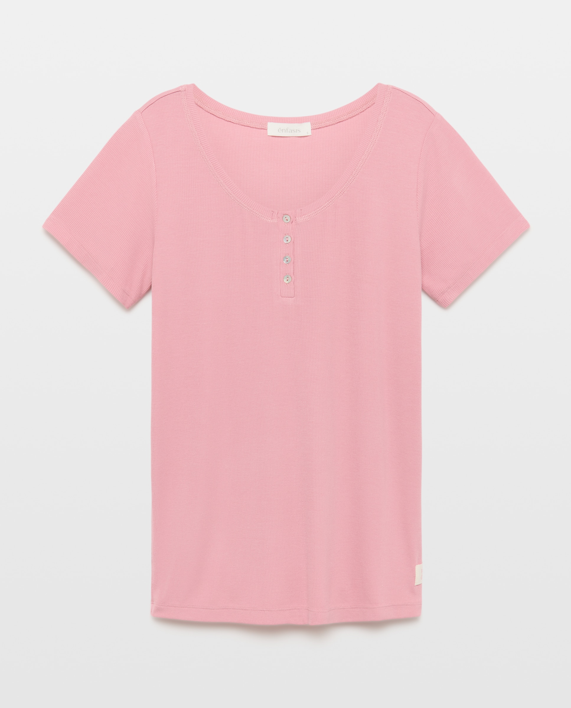 T-shirt de Decote Redondo Rosa-claro-4