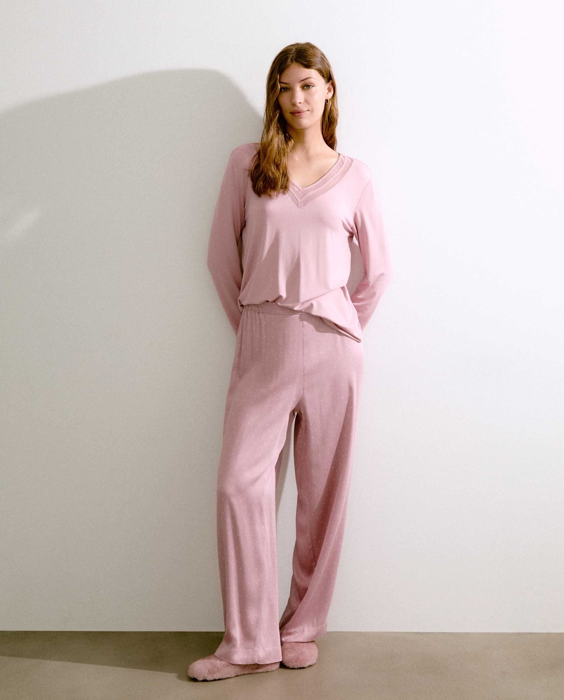 Camisola de pijama com manga comprida 200 Rosa-2