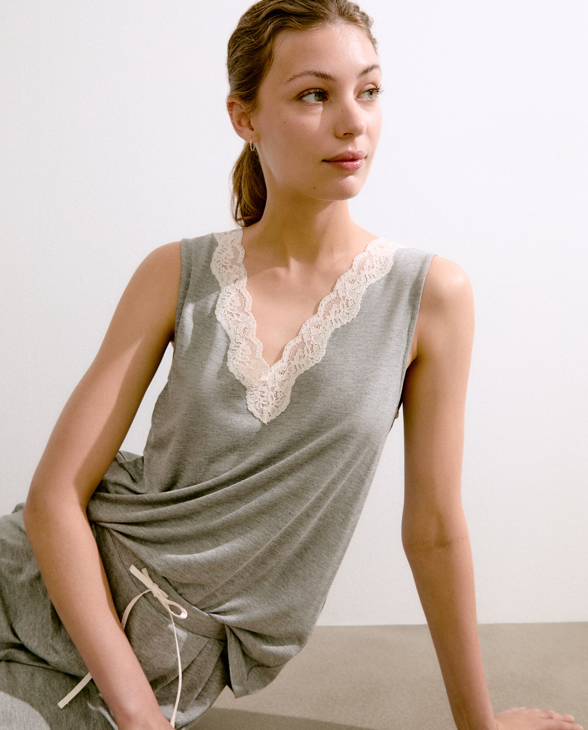 Camisola de Pijama com Alças 820 Cinzento Médio-1