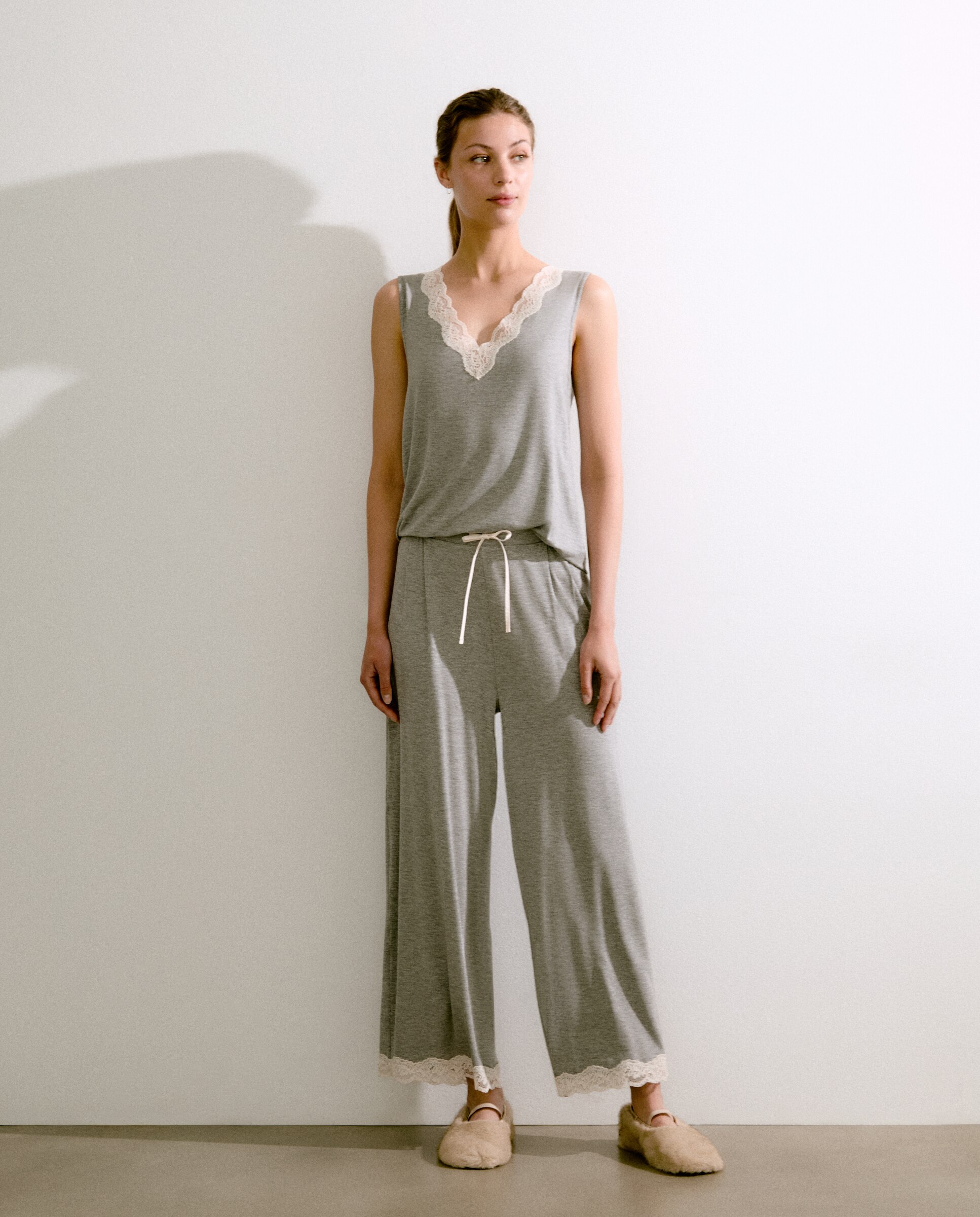 Camisola de Pijama com Alças 820 Cinzento Médio-2