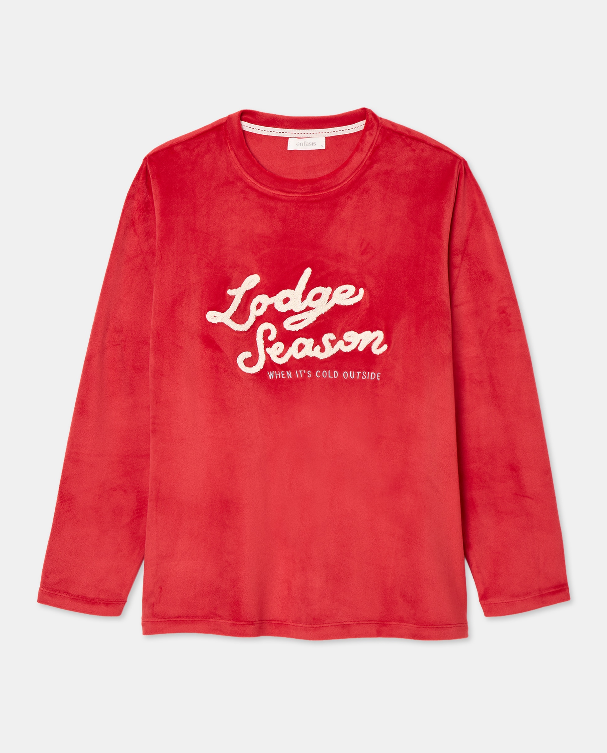 Camisola de Pijama com Letras Flocadas 600 Vermelho-4