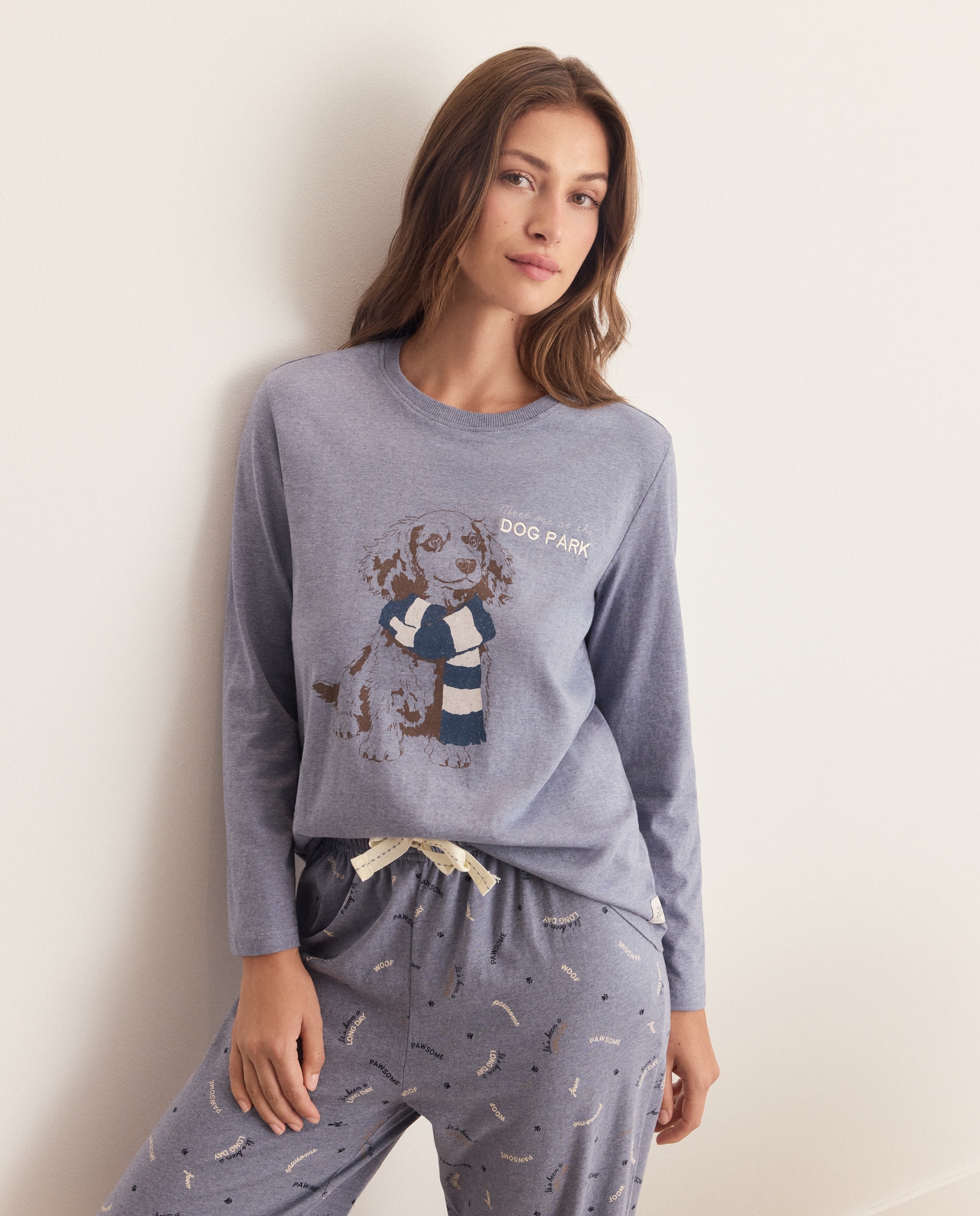 Camiseta pijama de mujer posicionado perro - Énfasis - 471 Índigo 471 Índigo-1