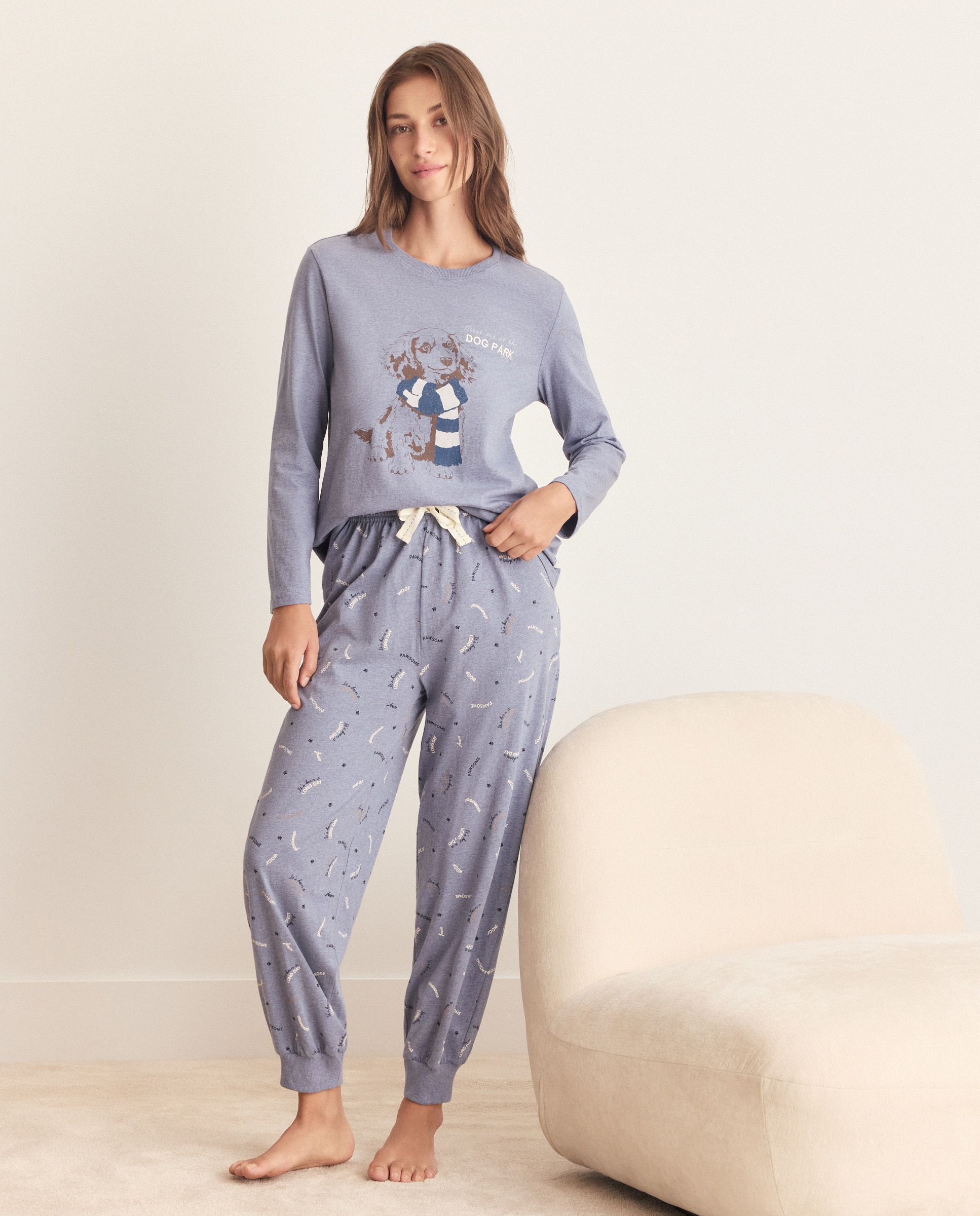 Camiseta pijama de mujer posicionado perro - Énfasis - 471 Índigo 471 Índigo-2