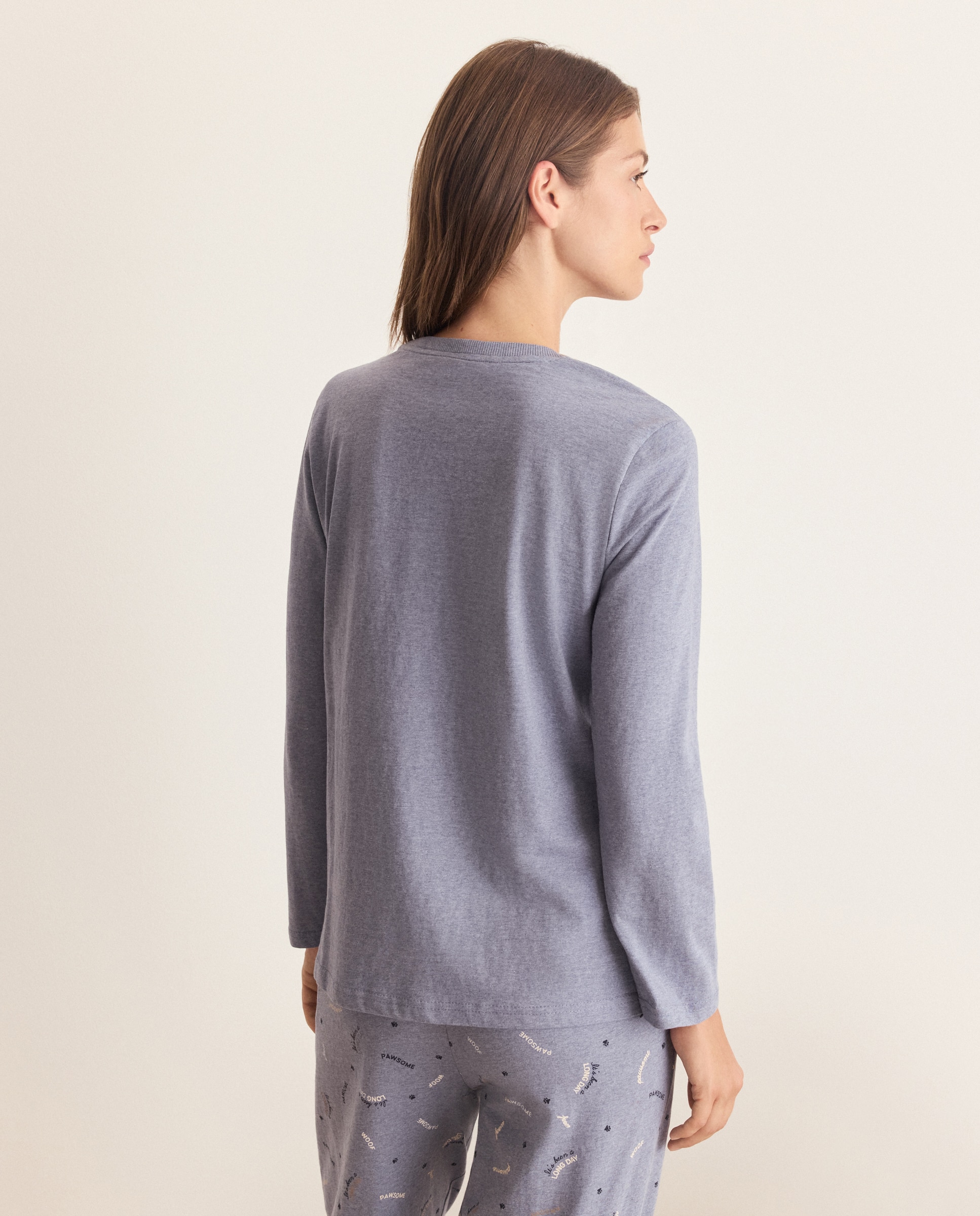 Camiseta pijama de mujer posicionado perro - Énfasis - 471 Índigo 471 Índigo-3