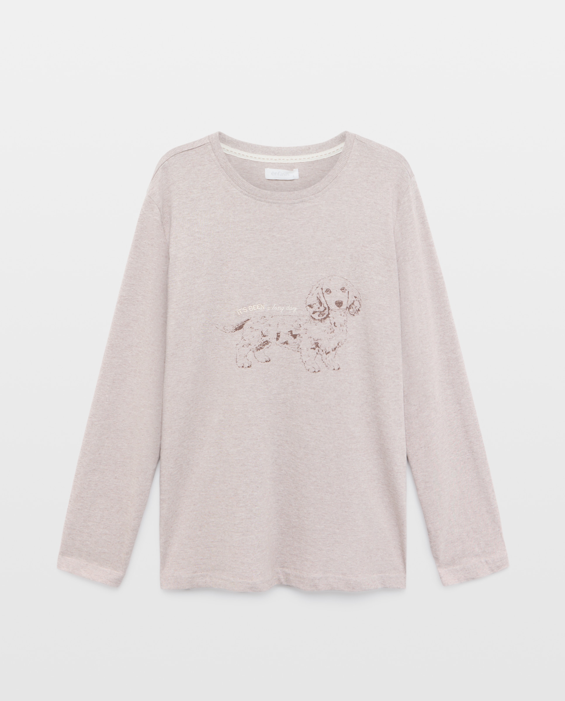 Camiseta pijama de mujer posicionado perro - Énfasis - Visón claro Visón claro-4