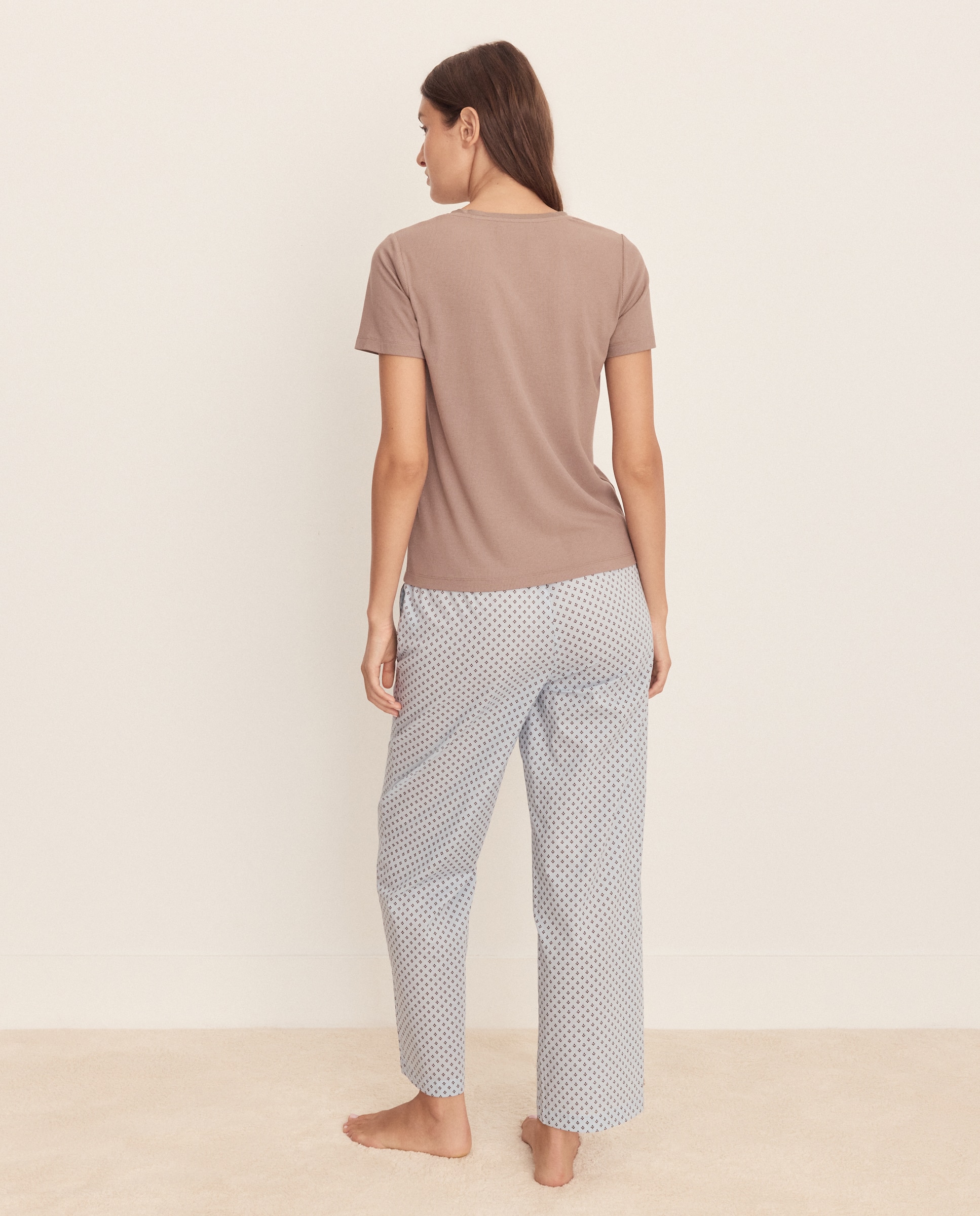 Camisola de Pijama com Decote em Bico com Botões Vison Claro-3