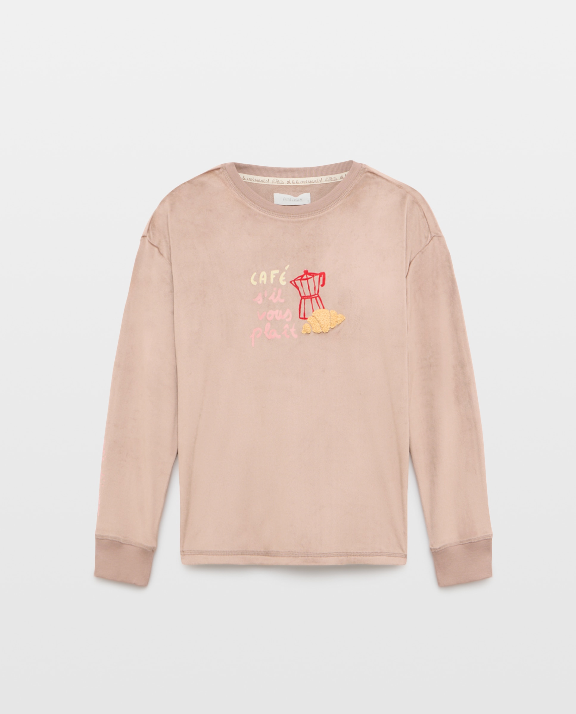 Camiseta de pijama lisa de mujer - Énfasis - Marrón Marrón-4