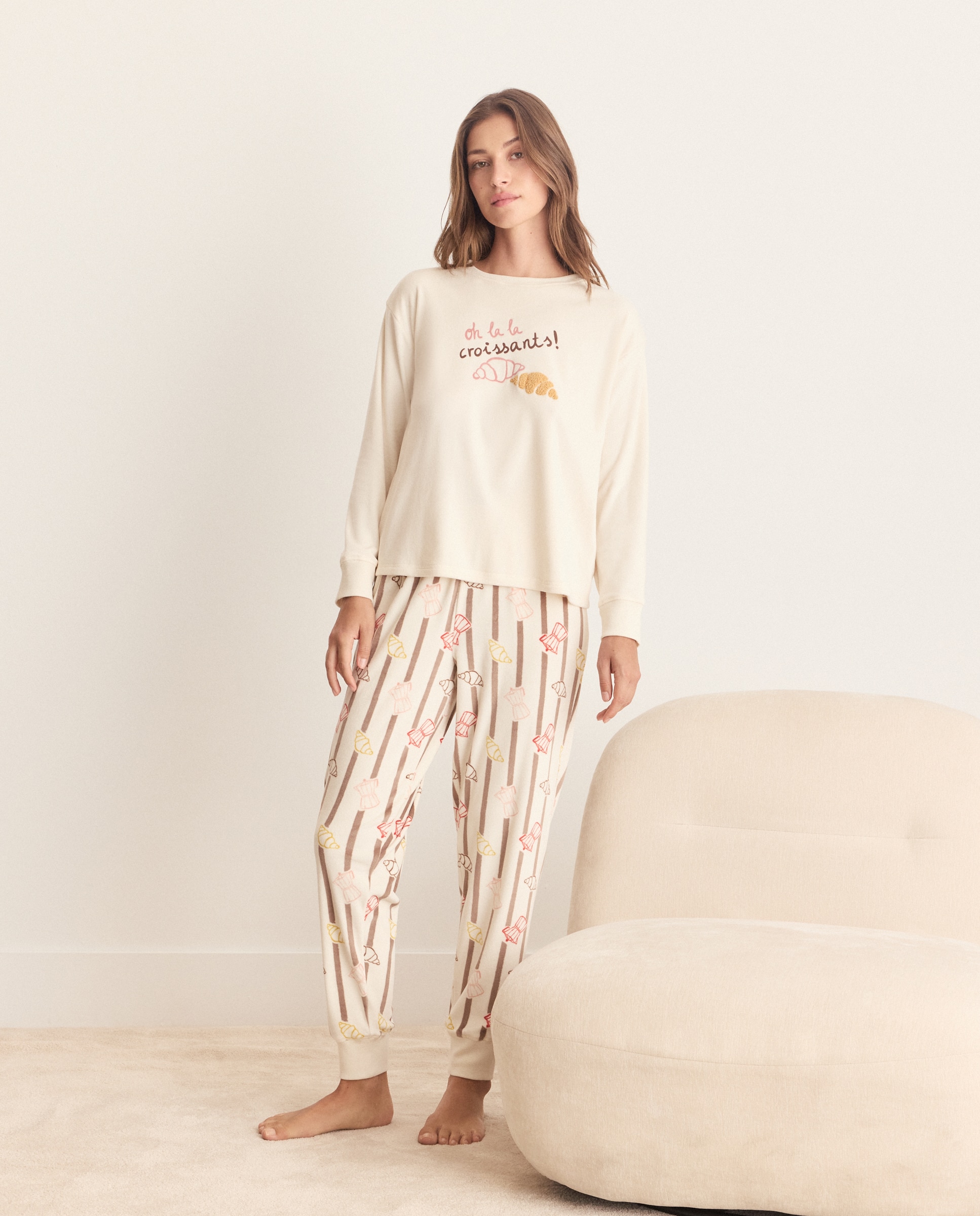 Camiseta de pijama estampada de mujer - Énfasis - 120 Crudo 120 Crudo-2