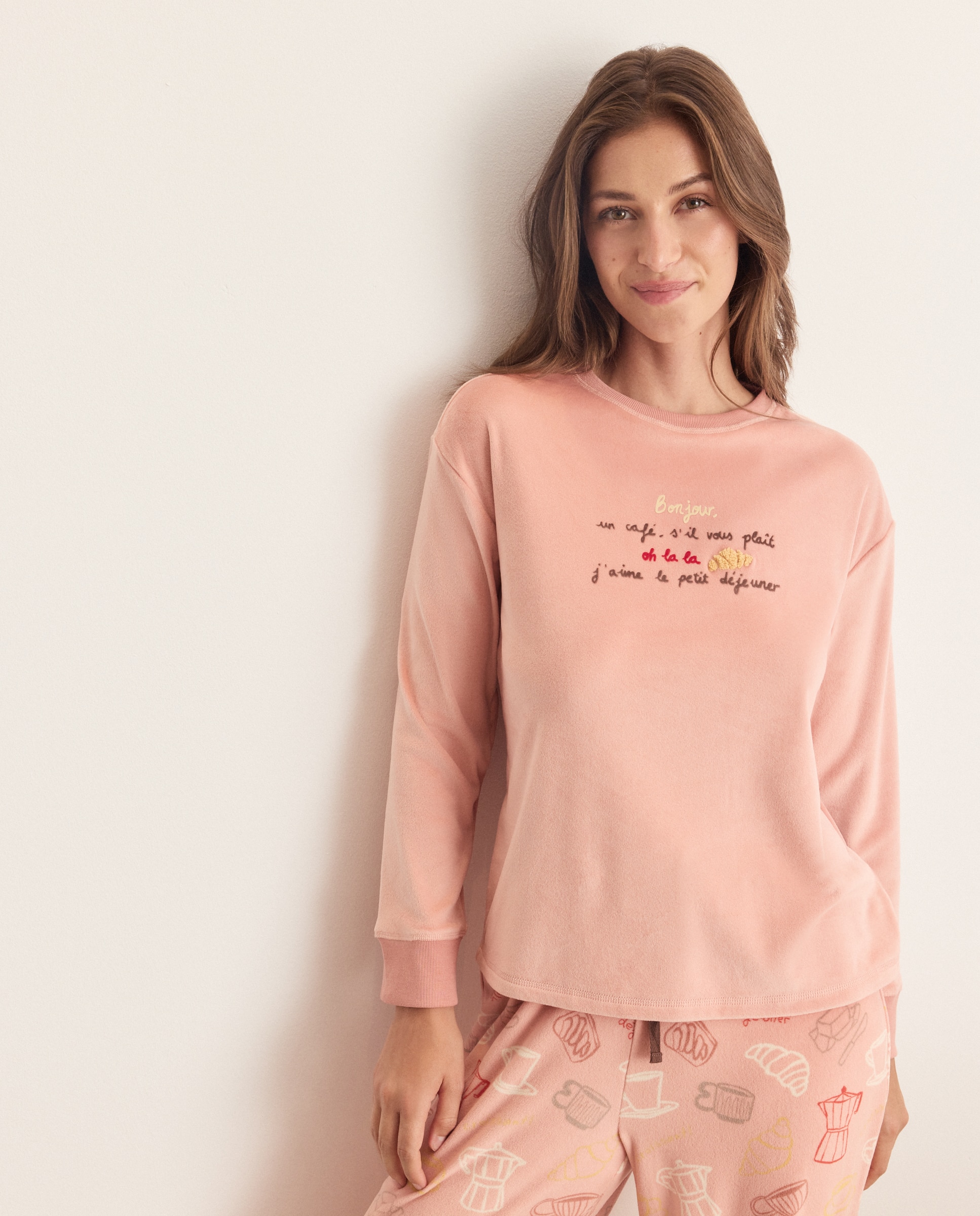 Imagen 0 de Camiseta de pijama lisa de mujer 200 Rosa