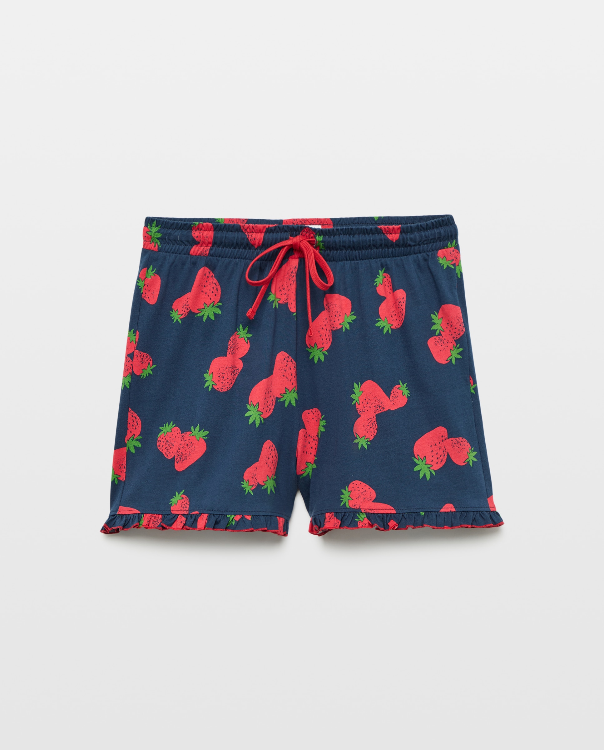 Calções de Pijama com Estampado de Morangos Grandes Azul-marinho-4