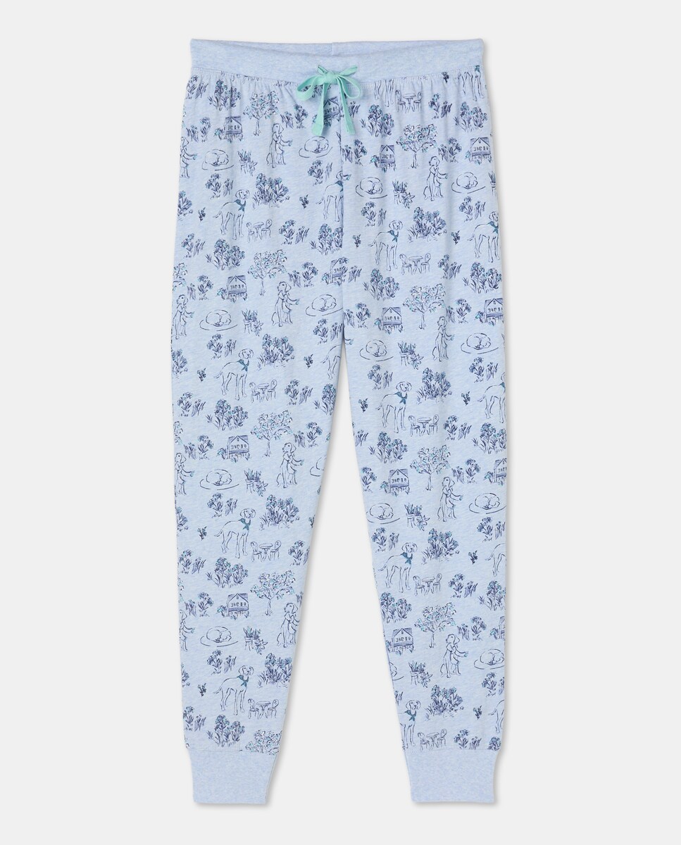 Calças de Pijama com Estampado Azul-4