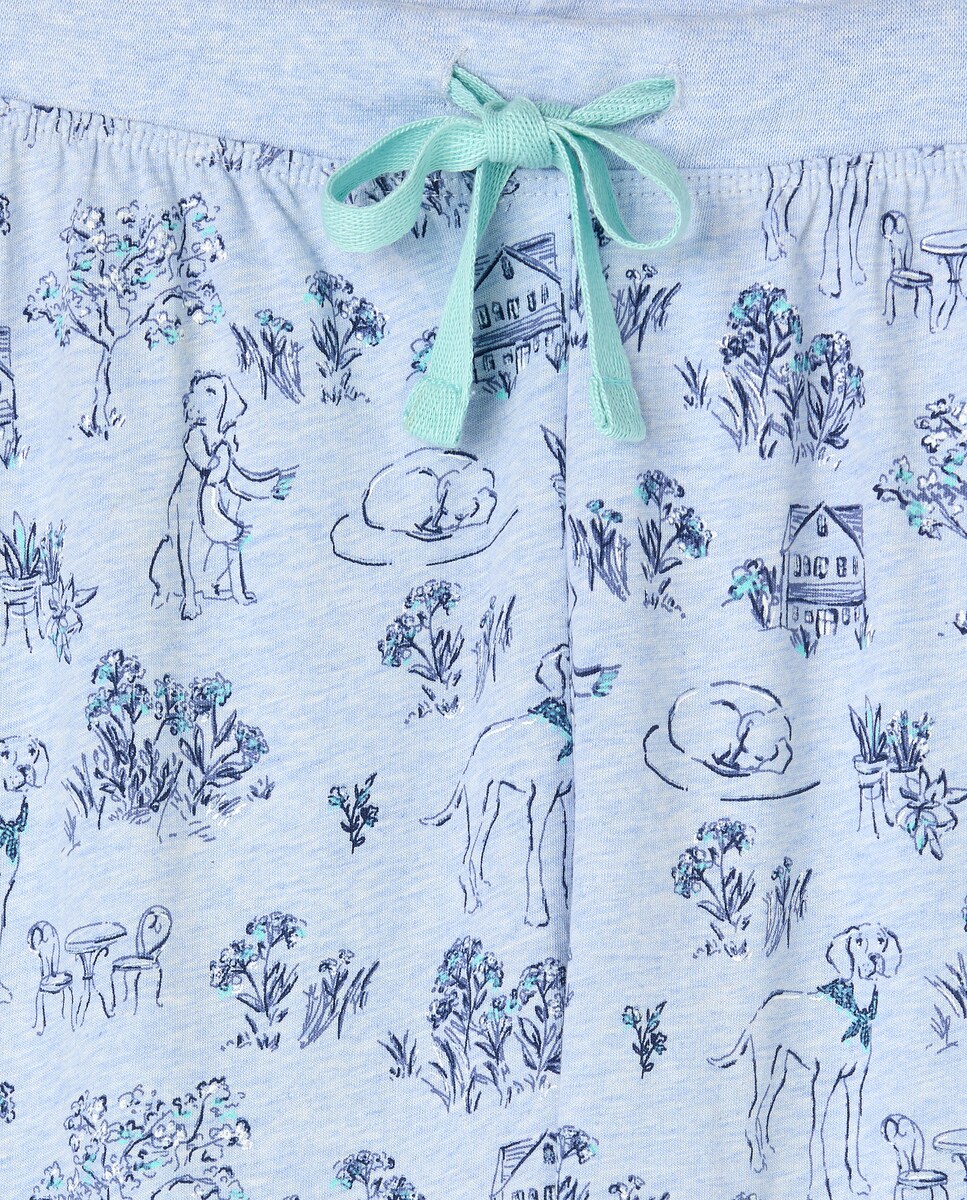 Calças de Pijama com Estampado Azul-5